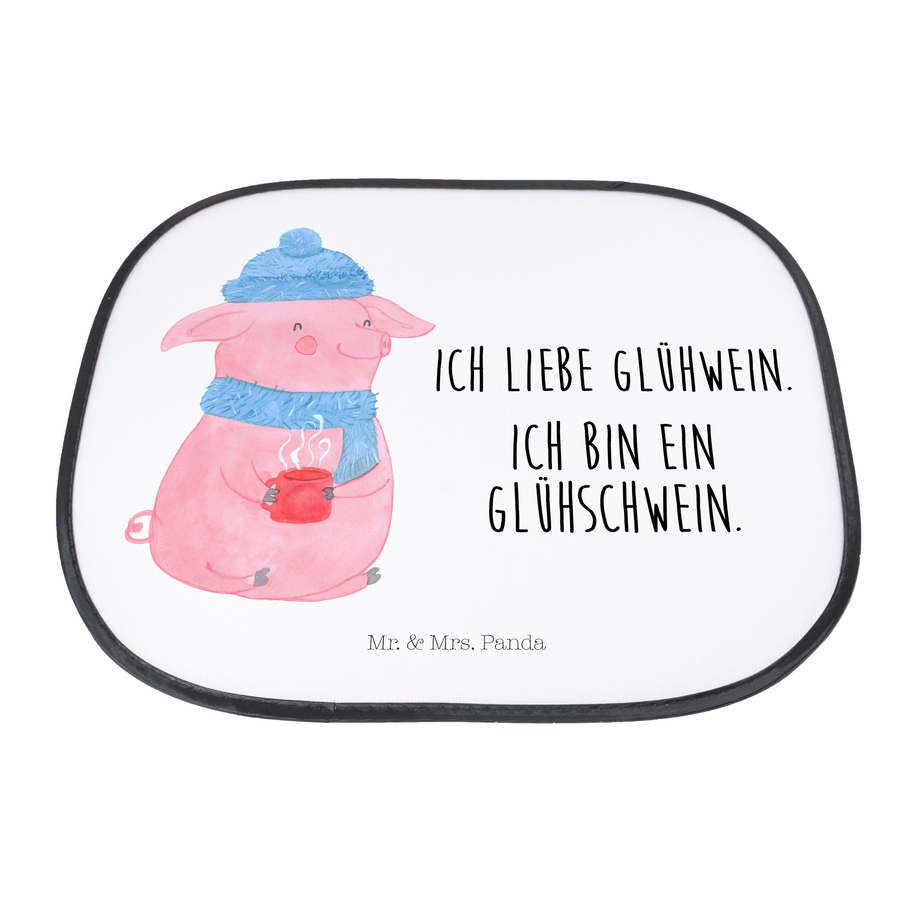 Sonnenschutz Glühschwein - Weiß - Wintermotiv, & Mrs. Geschenk, Mr. Panda, Sonnenschutz Punsch, Kind, Seidenmatt