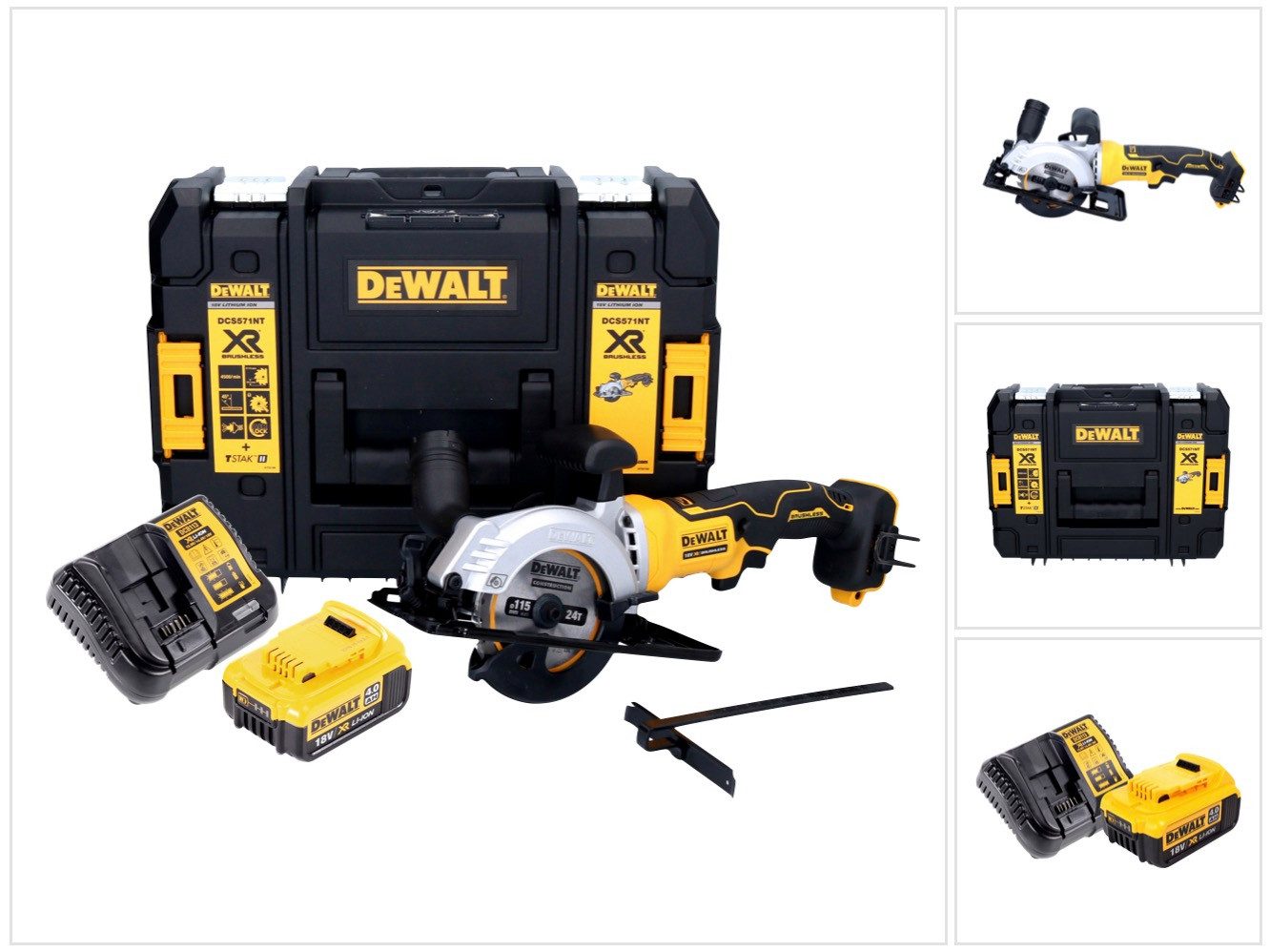 DeWalt Kompakt-Handkreissäge DCS 571 M1 Akku Handkreissäge 18 V 115 mm Brushless + 1x Akku 4,0 Ah