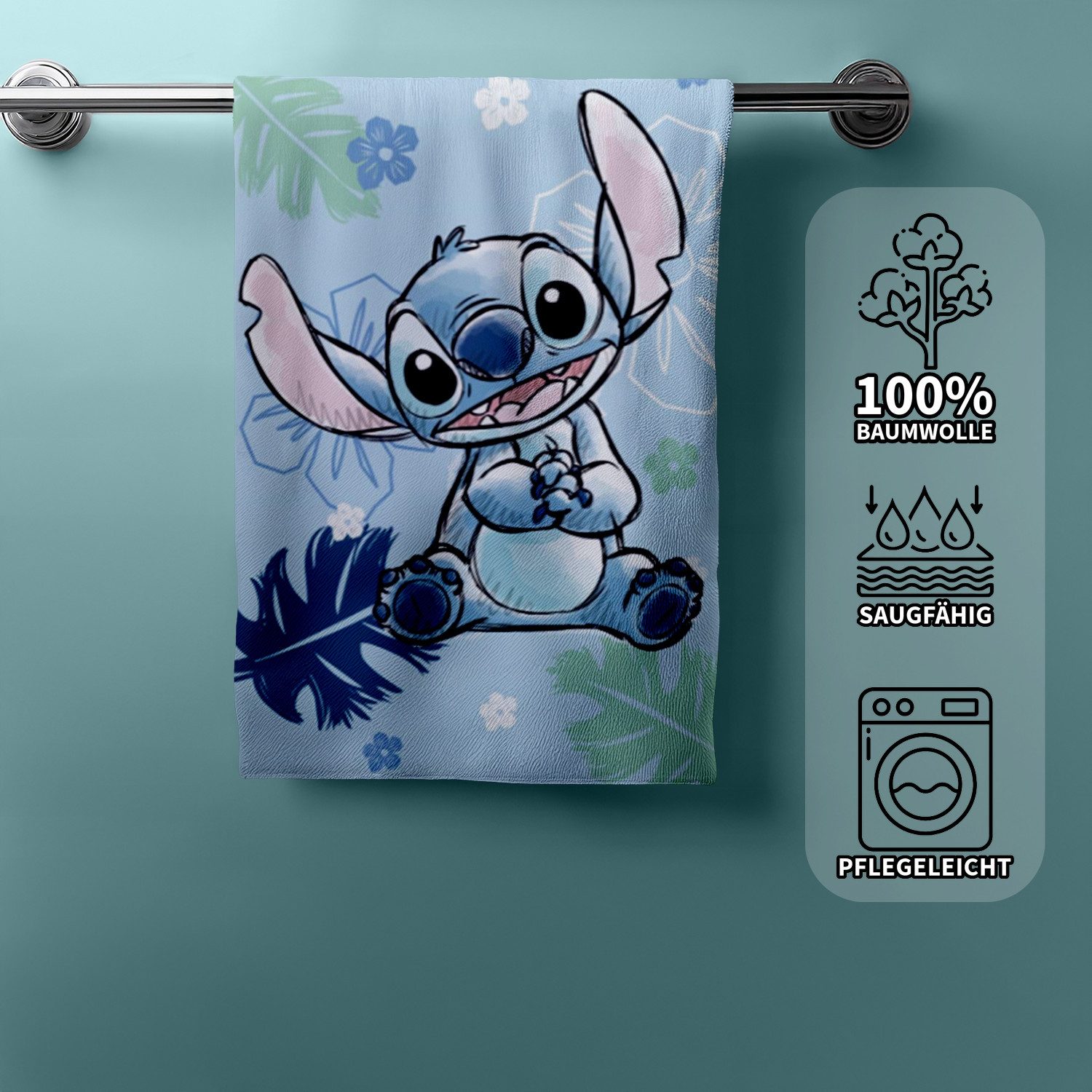 Jerry Fabrics Handtücher Disney LILO & STITCH Duschtuch Strandtuch Badetuch 70 x 140 cm, (1 Duschtuch, 1-St), Langlebig