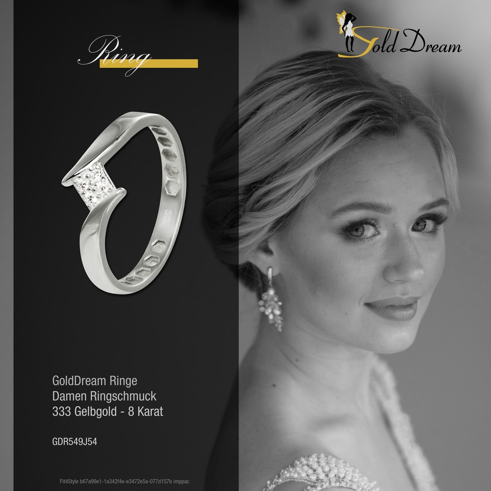 GoldDream Goldring GoldDream Gold Ring Square Gr.54 333er, Fingerring 333 Gelbgold - 8 Karat Square Damen Ringschmuck