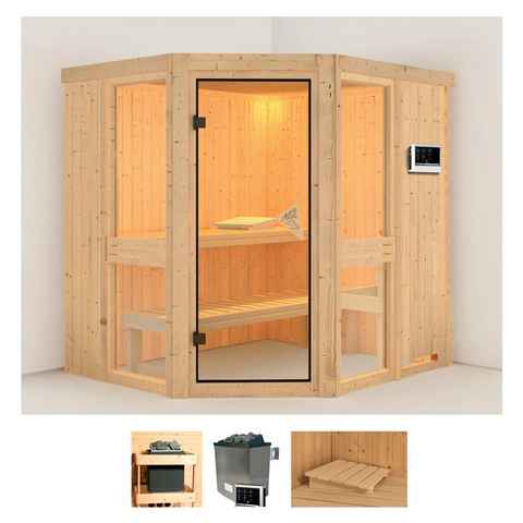 Karibu Sauna Aline 1, BxTxH: 196 x 170 x 198 cm, 68 mm, (Set) 9-kW-Ofen mit externer Steuerung