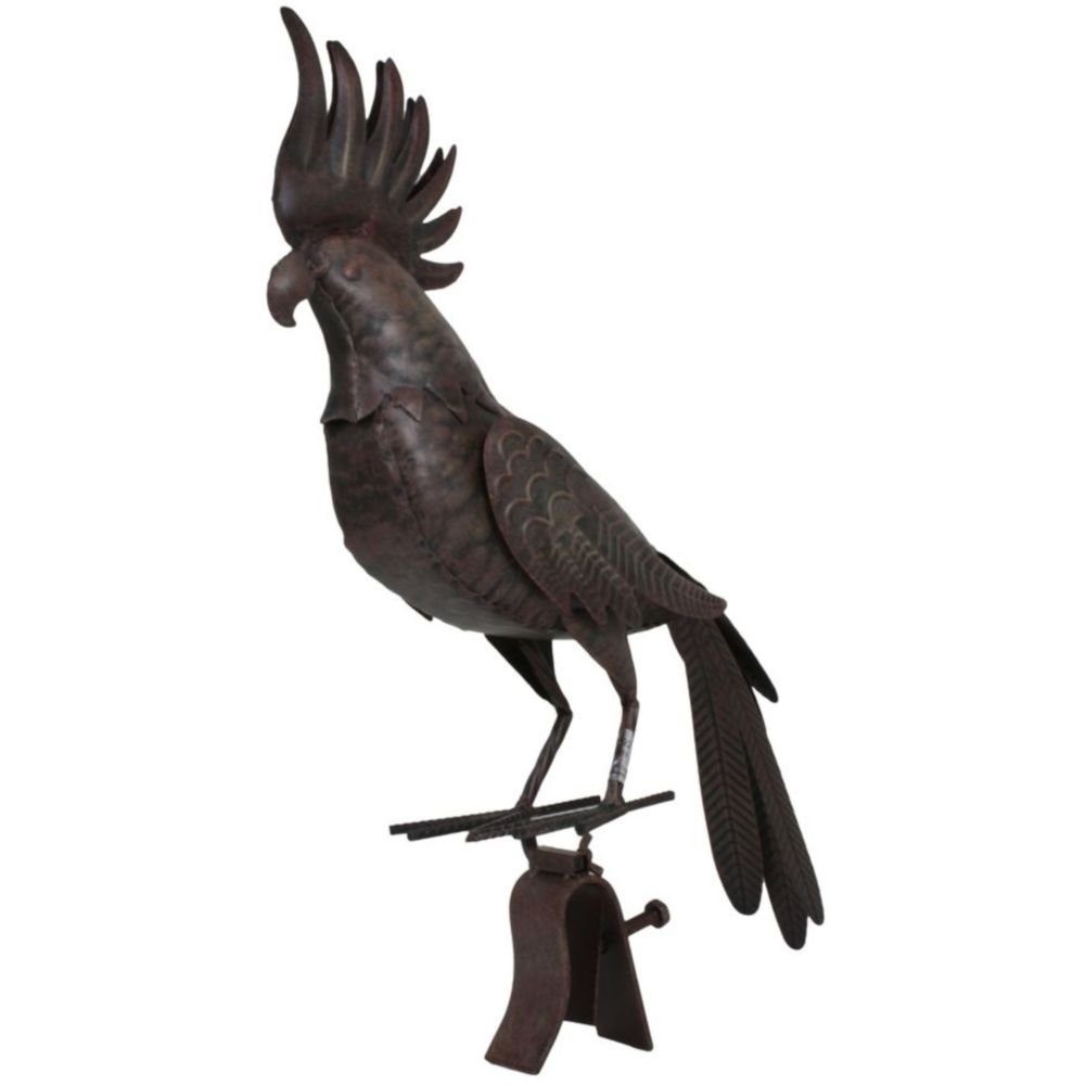 GartenHero Gartenfigur Skulptur Tier Metall Vogelskulptur Gartenfigur Papagei Kakadu Garten Deko Figur, Mit Klemmvorrichtung