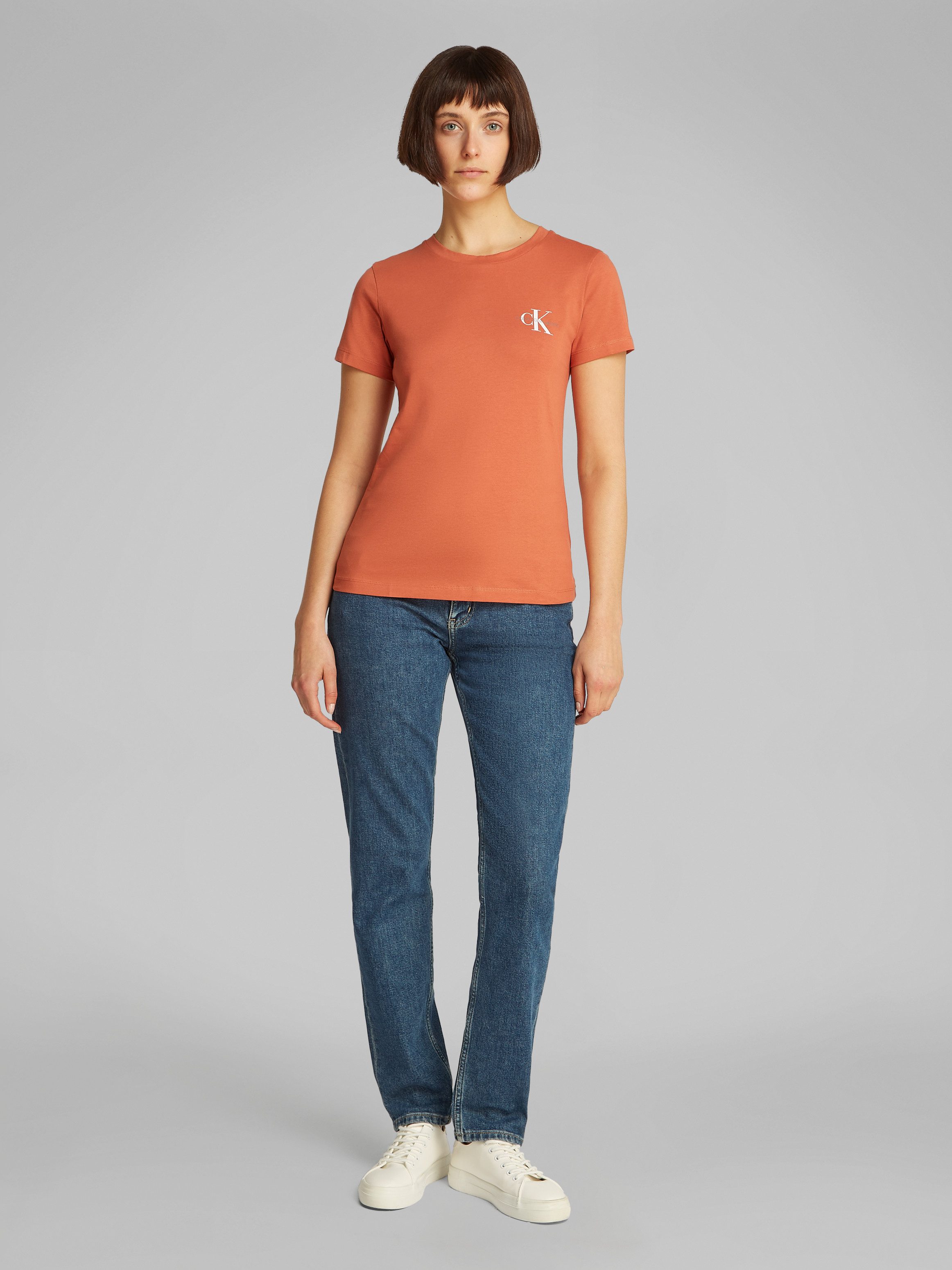 Calvin Klein Jeans Rundhalsshirt 2-PACK MONOLOGO SLIM TEE (Packung, 2-tlg., 2er-Pack) mit Calvin Klein Jeans Logoprint auf der Brust