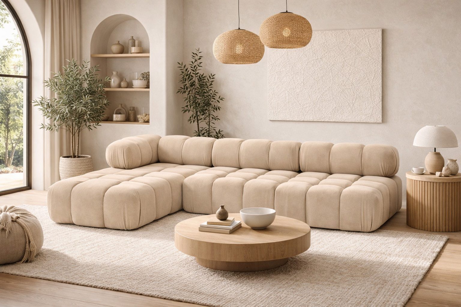 Kaiser Möbel Ecksofa L-form, Wohnlandschaft für Wohnzimmer, Stoff Salvador, Selia, modernes L-Design,weiche, abgerundete Form,Selia-Modulen
