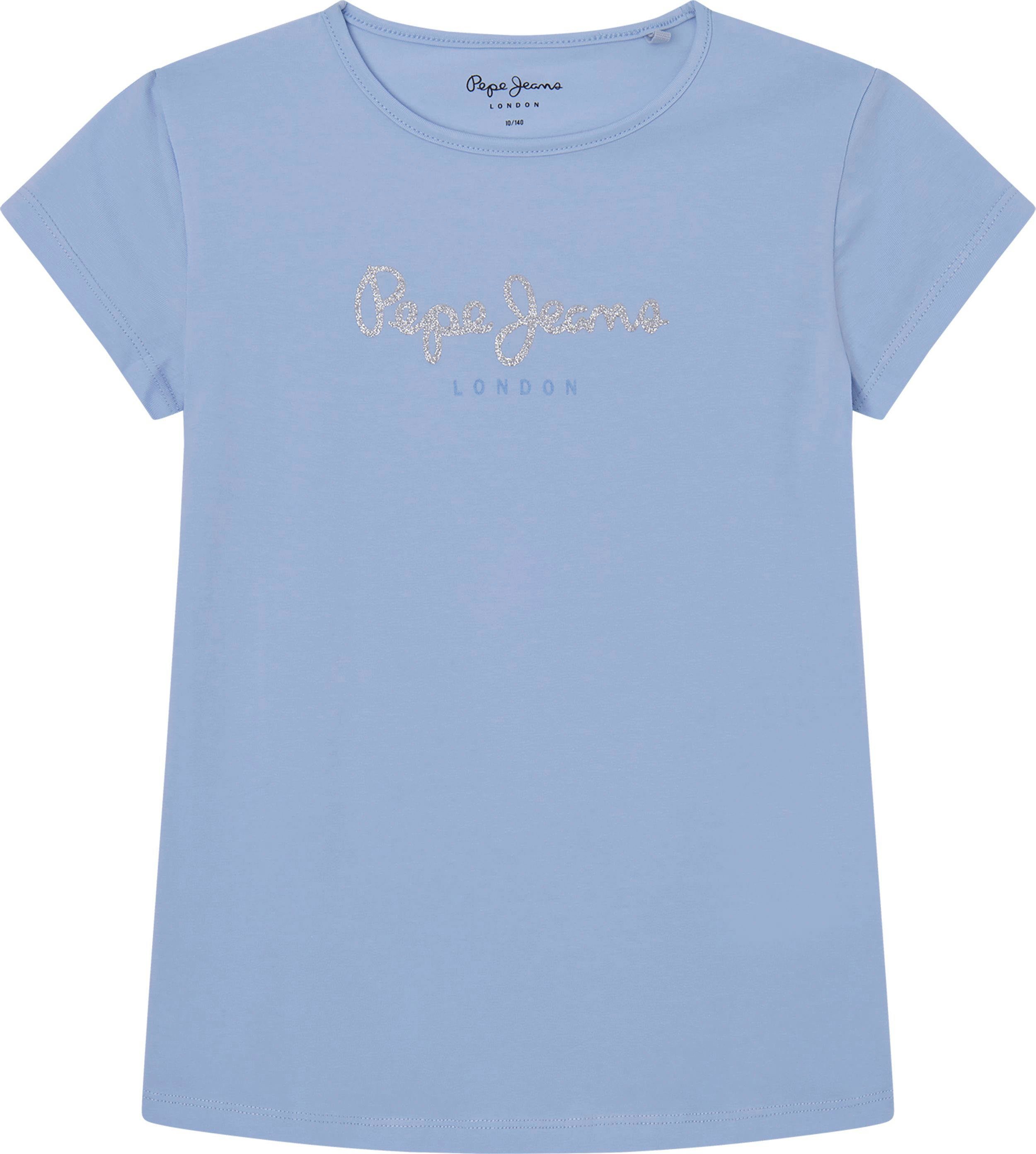 Pepe Jeans T-Shirt Hana Glitter mit Glitzerschriftzug bay