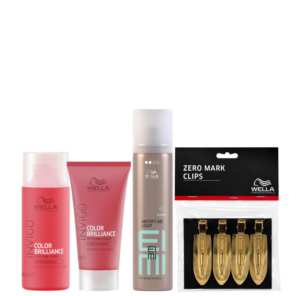 Wella Professionals Haarpflege-Set Invigo Color Brilliance Reiseset – Farbglanzpflege, 4-tlg., Pflege für coloriertes Haar