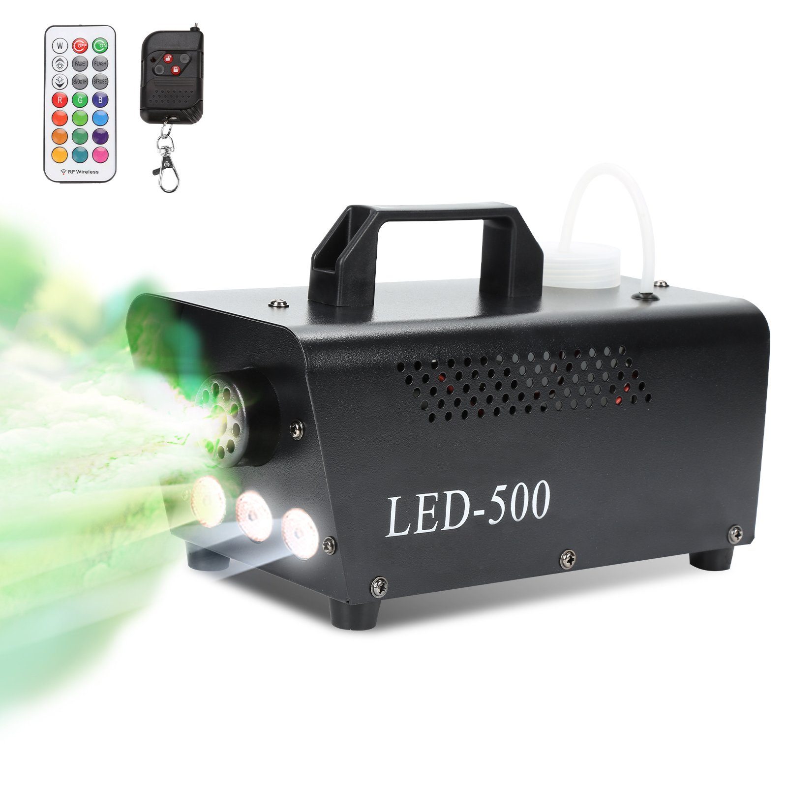 Clanmacy LED Discolicht Nebelmaschine RGB Rauch Fernbedienung Smoke LED 500W Show Bühnenlicht