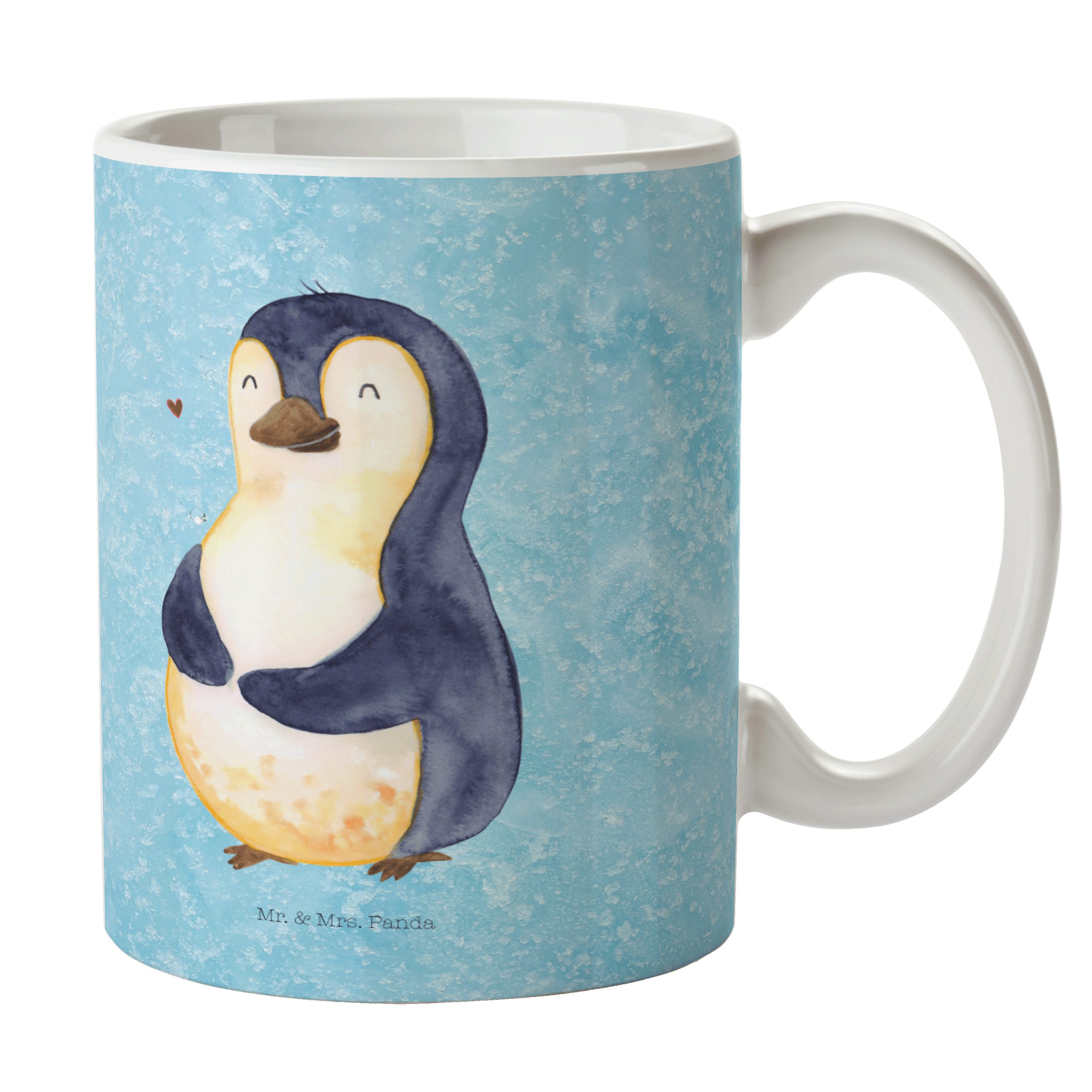 Mr. & Mrs. Panda Tasse Pinguin Diät - Eisblau - Geschenk, Gewicht, Kaffeetasse, glücklich, K, Keramik