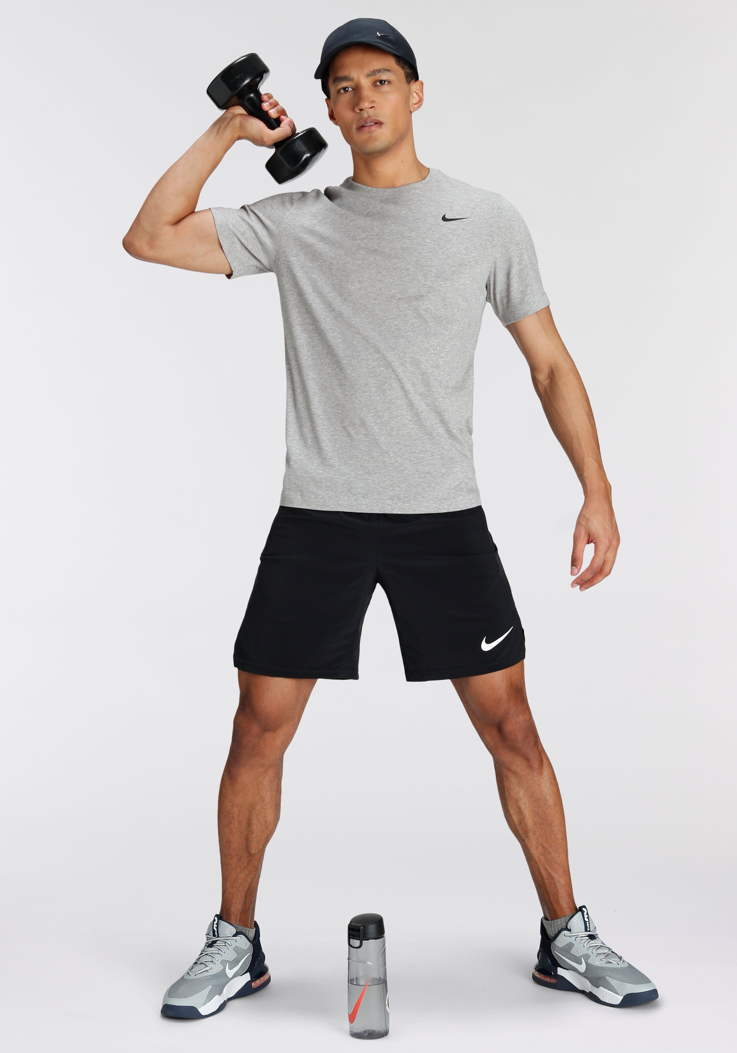 DRI-FIT FITNESS Nike GREY T-SHIRT DK HEATHER/BLACK Trainingsshirt MEN'S