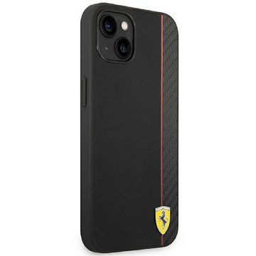 Ferrari Handyhülle Case schwarz Logo iPhone 14 Carbon-Look 6,1 Zoll, Kantenschutz