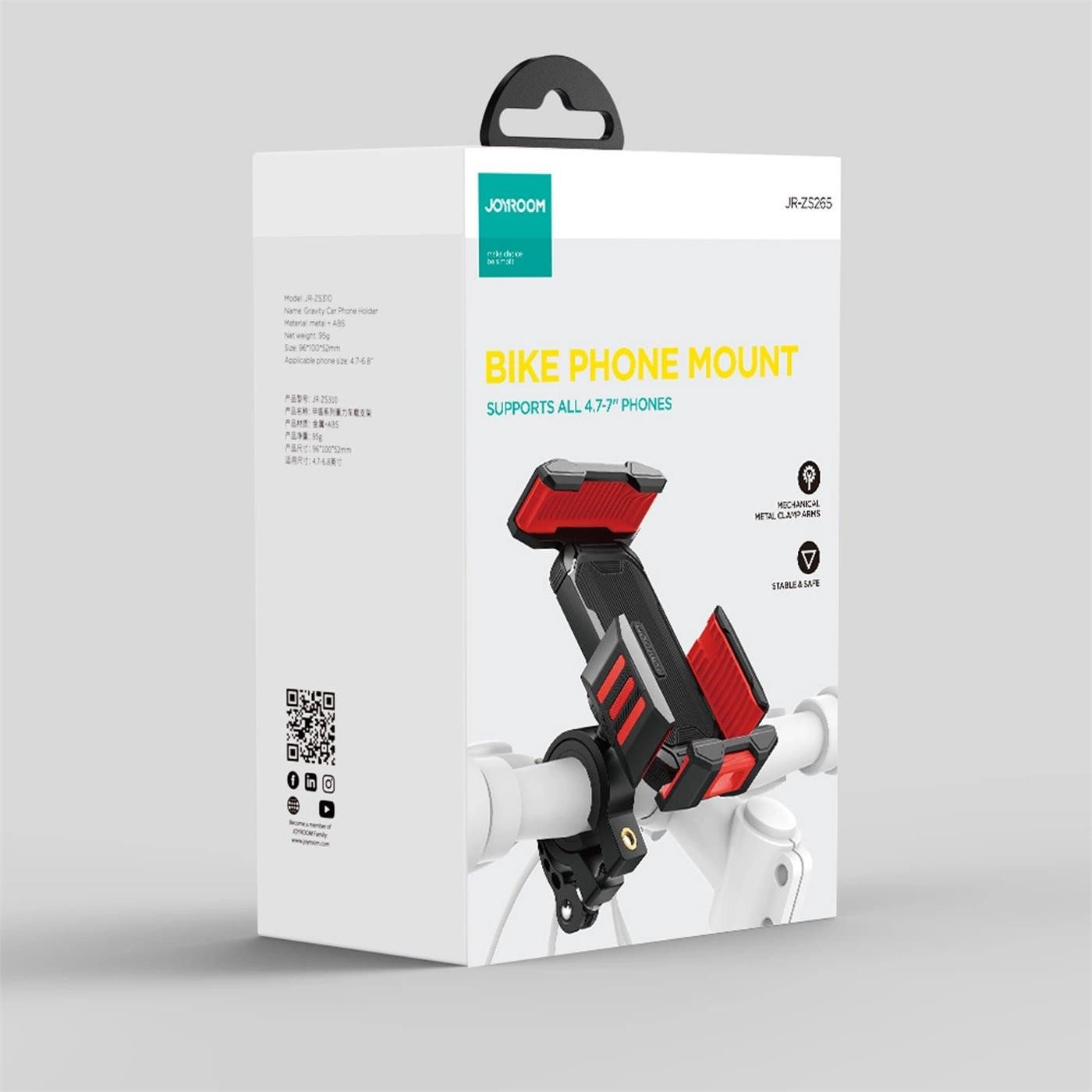 JOYROOM Mobile Phone Holder Bicycle Mount JR-ZS265u, (up to 7 inches, Smartphone Handlebar Bicycle Mount Mobile Phone Holder for Motorcycle)