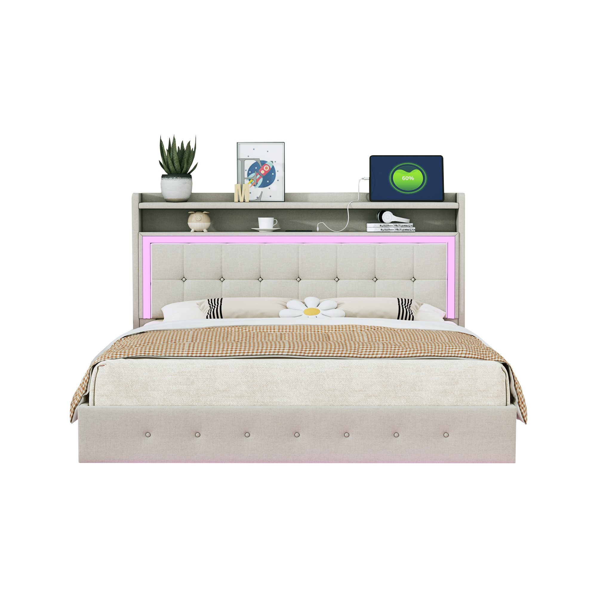 OKWISH Polsterbett Funktionsbett Kinderbett Gästebett Doppelbett günstig online kaufen