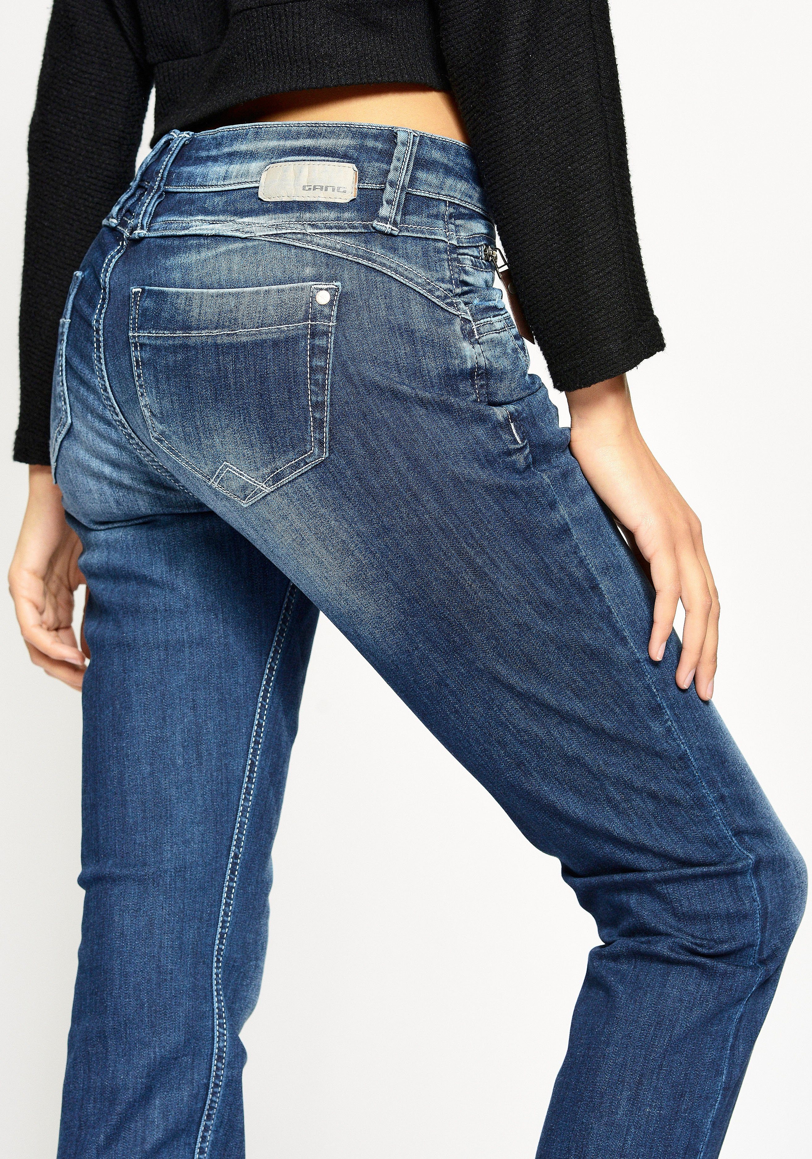 GANG Skinny-fit-Jeans 94Nikita mit midbase Coinpocket Zipper-Detail an der