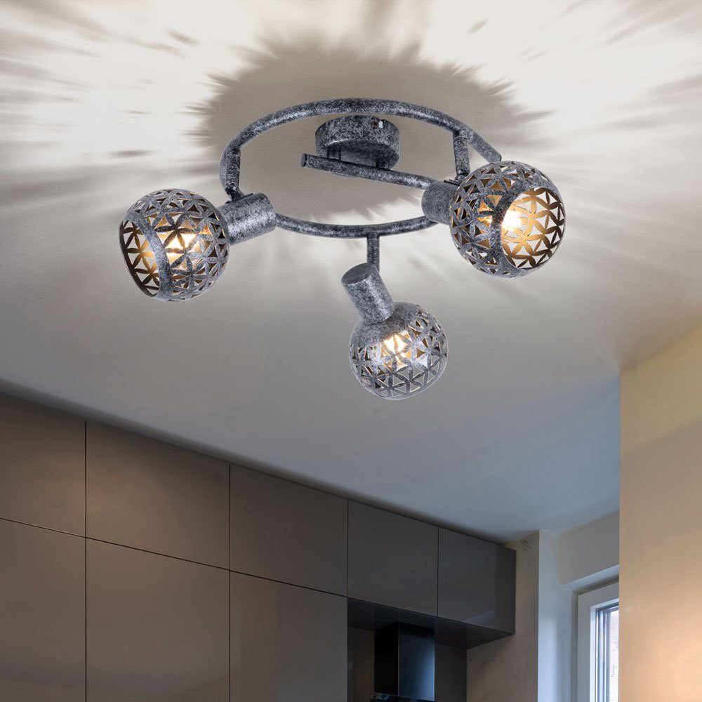 Wohnzimmerlampe etc-shop Flammig beweglich Leuchtmittel Spots Metall nicht 3 inklusive, Deckenleuchte Deckenspot, grau