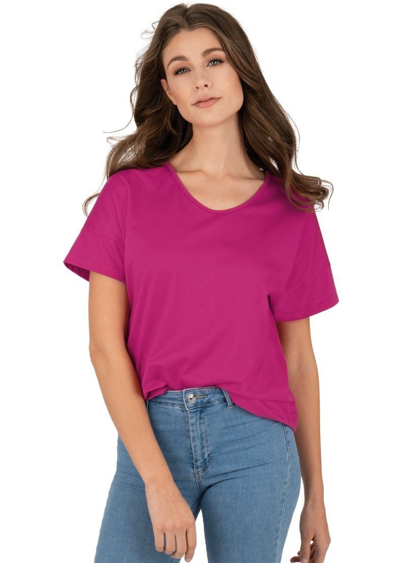 T-Shirt Trigema hibiskus mit Oversize TRIGEMA T-Shirt V-Ausschnitt