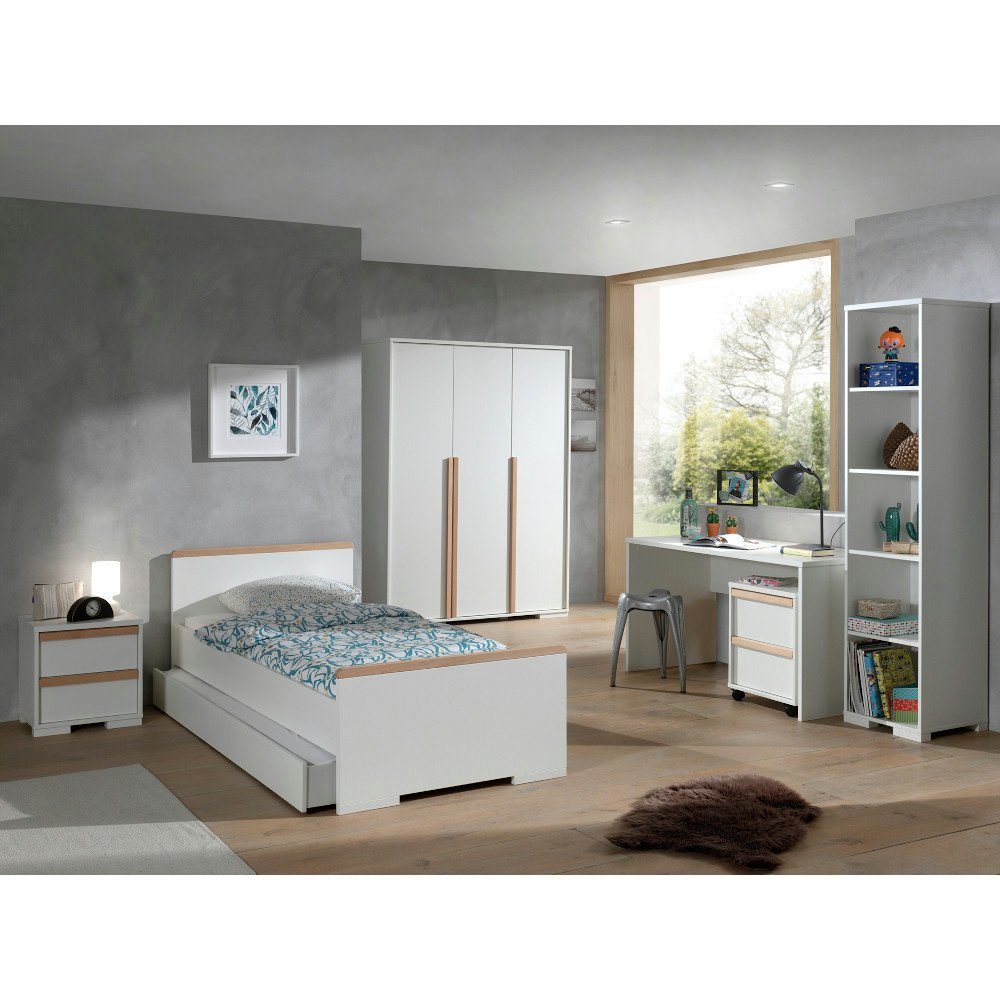Vipack 24 Komplettschlafzimmer Weiß inklusive Kinderzimmer weitere + (7-tlg) Bett Kindermöbel, Kindermöbel Ira