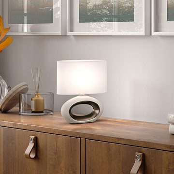 etc-shop Schreibtischlampe, Leuchtmittel nicht inklusive, Nachttischlampe Tischleuchte Keramik Wohnzimmerleuchte Textil