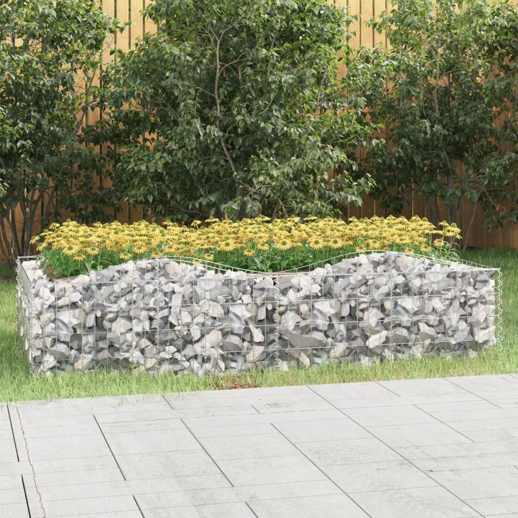 furnicato Hochbeet Gabionen-mit Hochbogen 200x100x50 cm in Silber