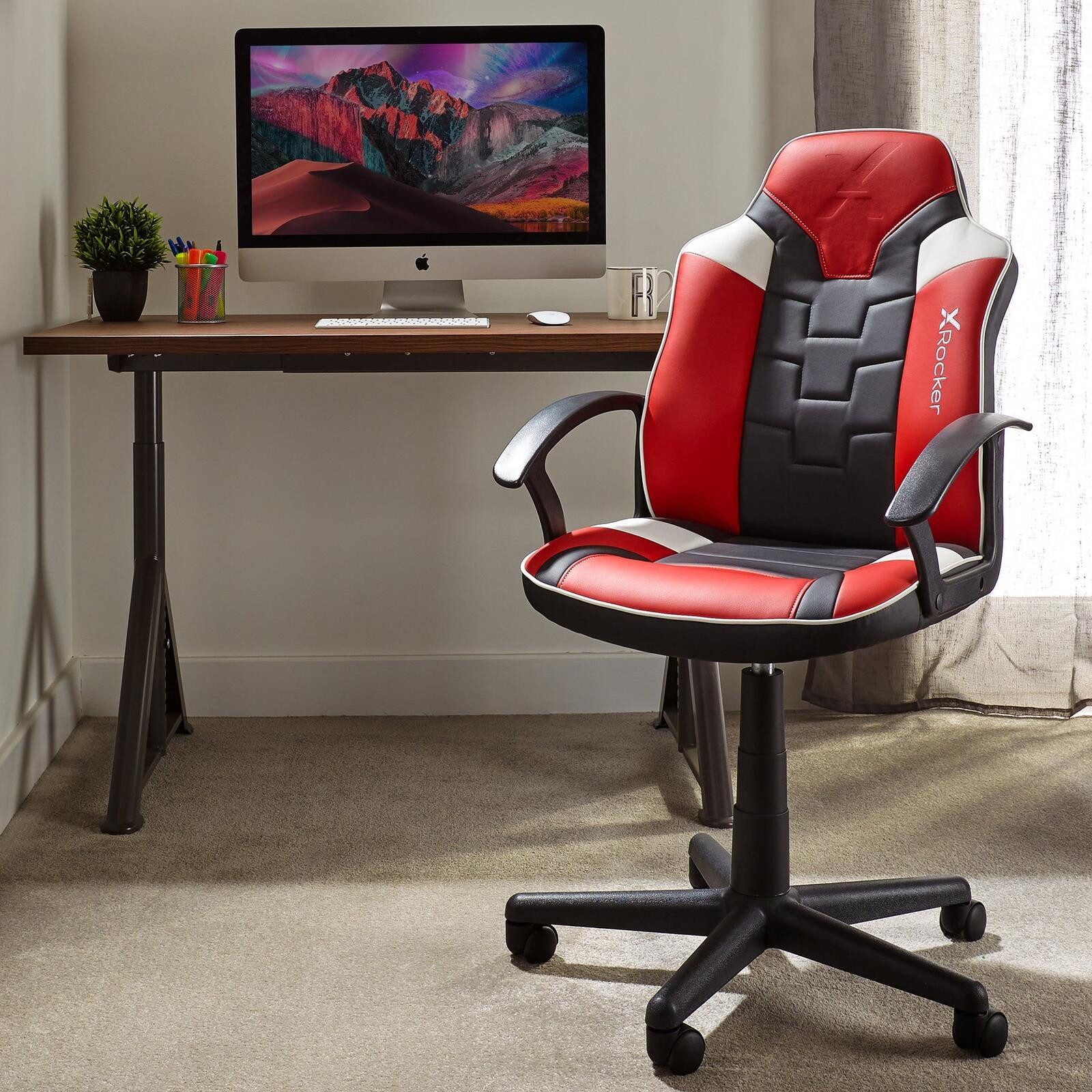 X Rocker Gaming-Stuhl Saturn Gaming-Bürostuhl - rot/schwarz