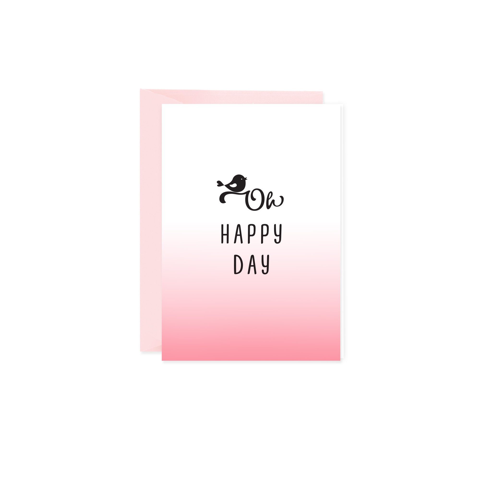 Bow & Hummingbird Grußkarte Mini-Grußkarte Oh happy Day, Klappkarte mit Umschlag