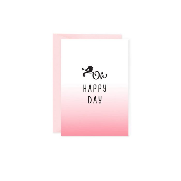 Bow & Hummingbird Grußkarte Mini-Grußkarte Oh happy Day Klappkarte mit Umschlag