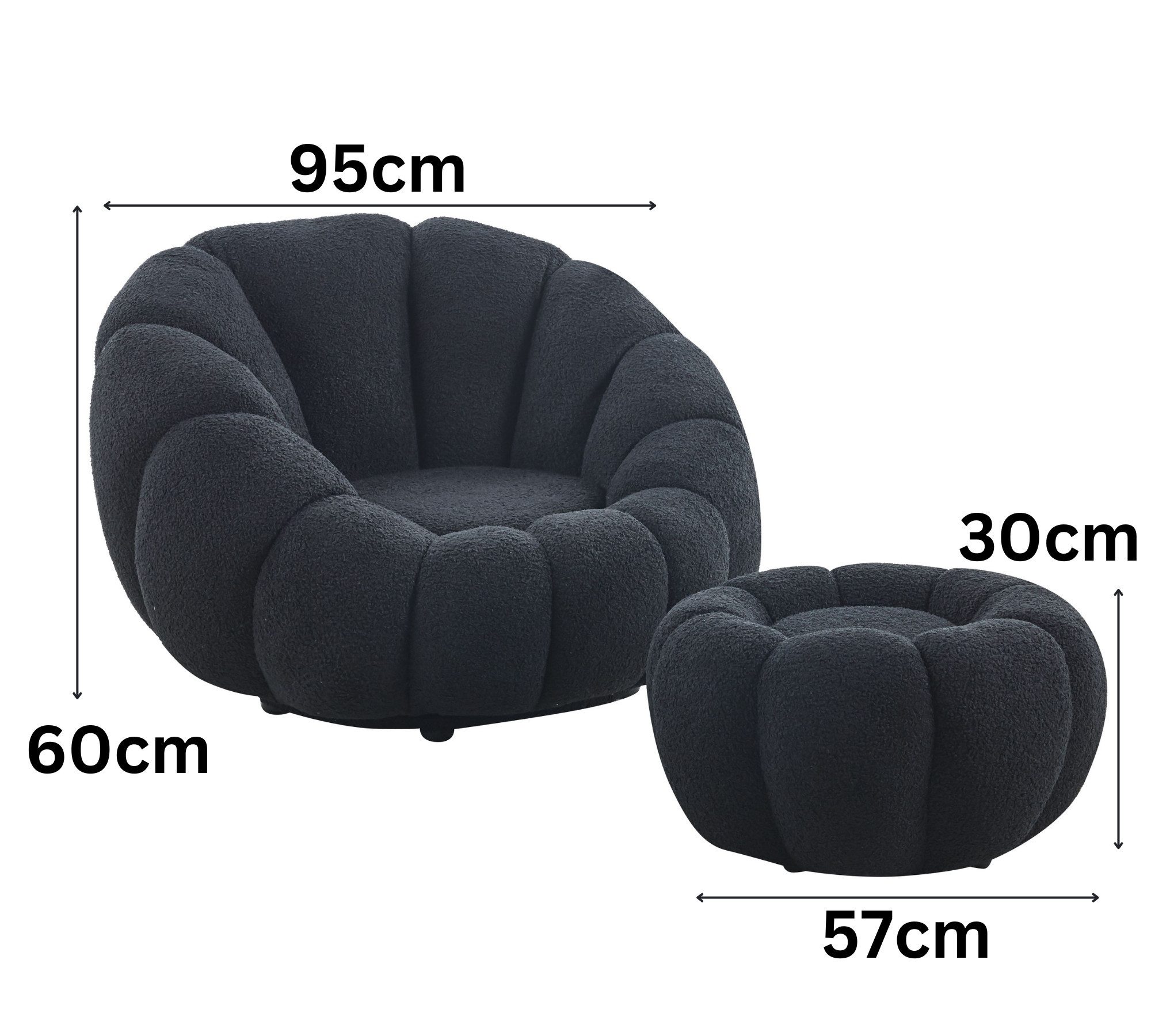 alesvelt Drehsessel Kürbis Sessel 360° Drehfunktion Relaxsessel inkl. Hocker (Set, 2-St), 360° Drehfunktion