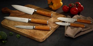 ECHTWERK Messer-Set Damaszener (Set, 5-tlg), Küchenmesser-Set mit Holzgriffen in natürlicher Optik