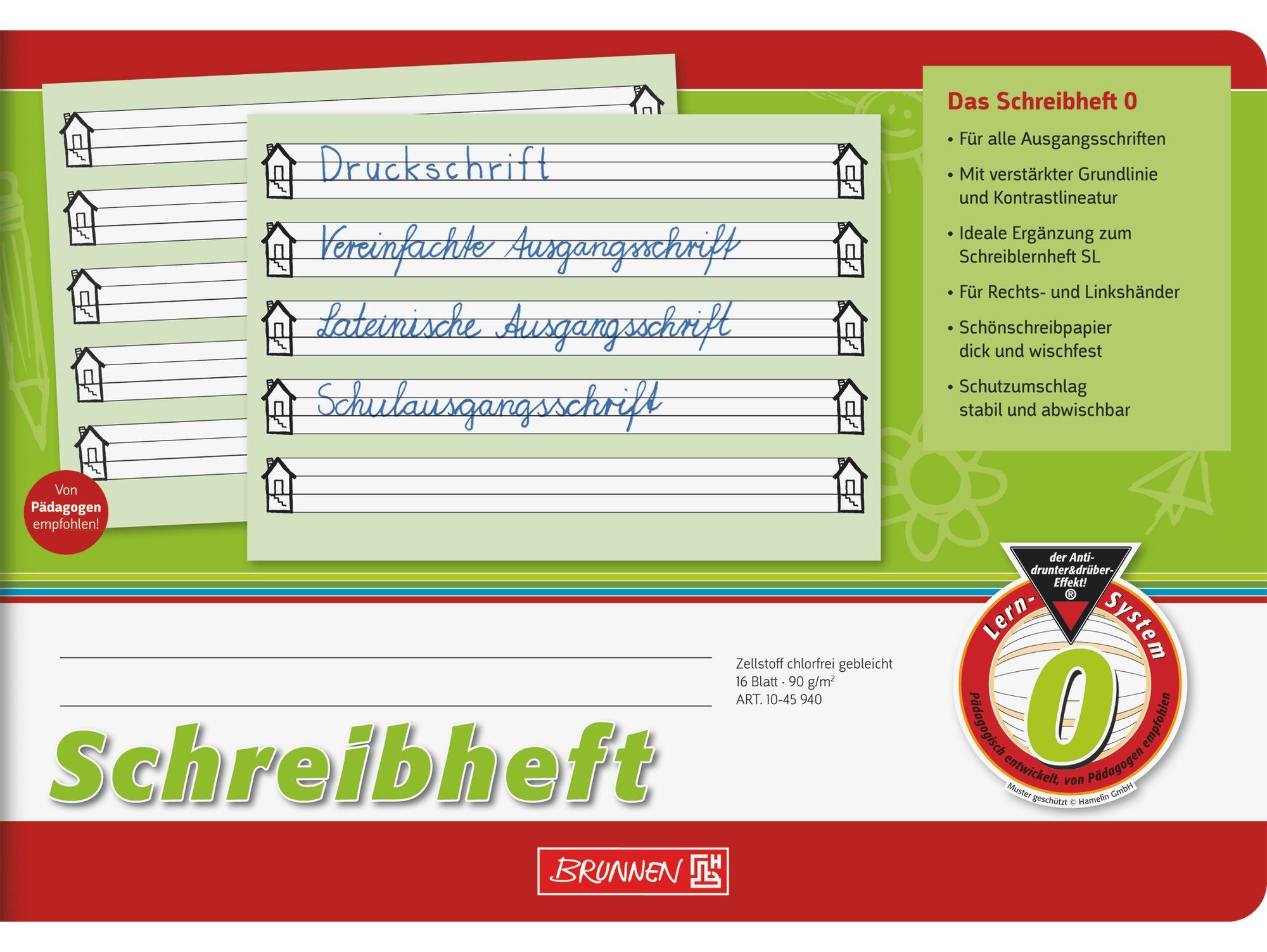 Baier & Schneider Schulheft Schreibheft A5 quer mit Kontrastlineatur und 16 Blatt, abwischbarer Papier Umschlag