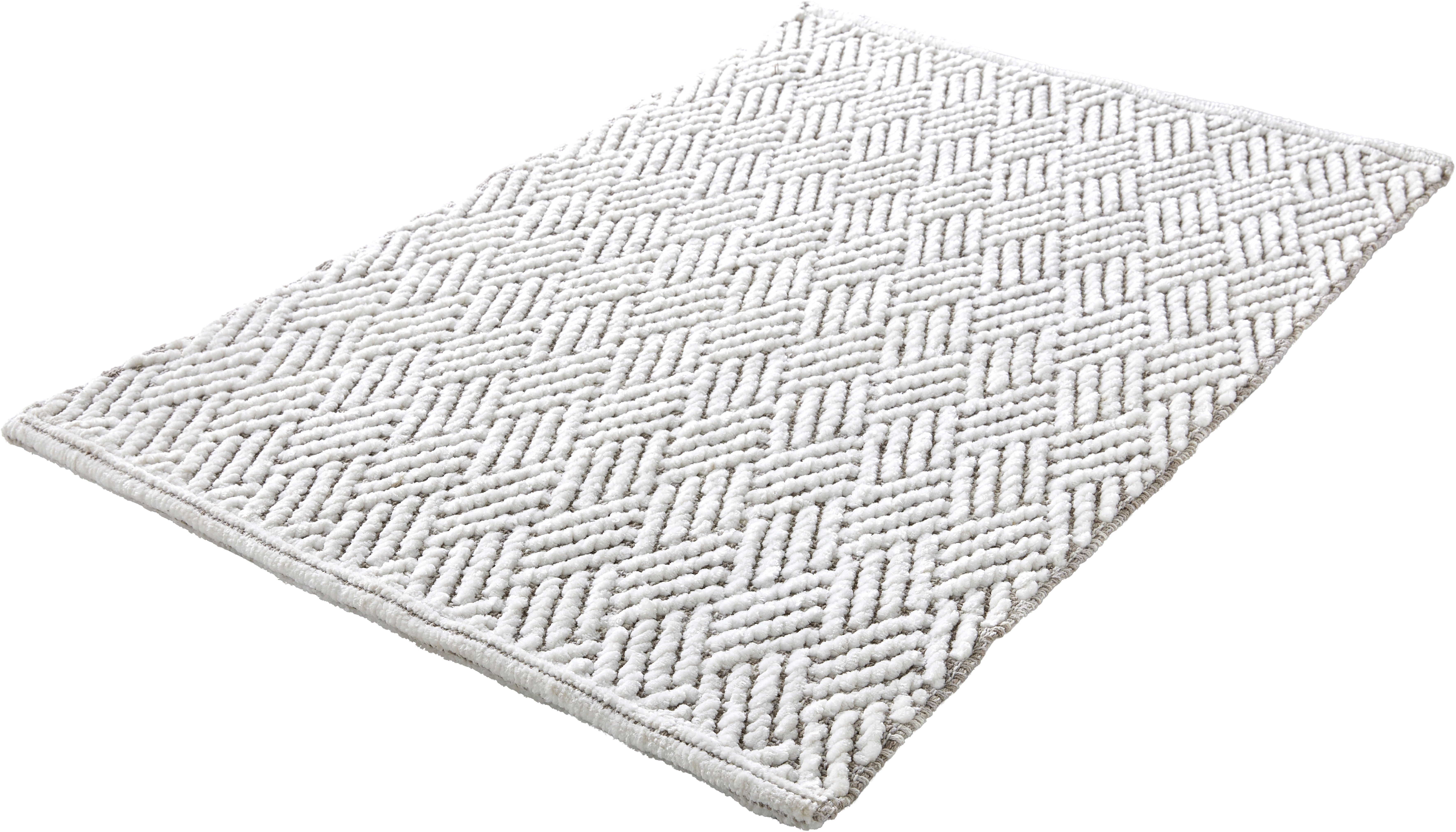 Kleine Wolke Badematte Switch, Badvorleger, Badezimmer Teppich, Höhe 5 mm, beidseitig nutzbar, fußbodenheizungsgeeignet, Baumwolle, Polyester, rechteckig, Badteppich, handgefertigt, Wendedesign, geometrisches Muster
