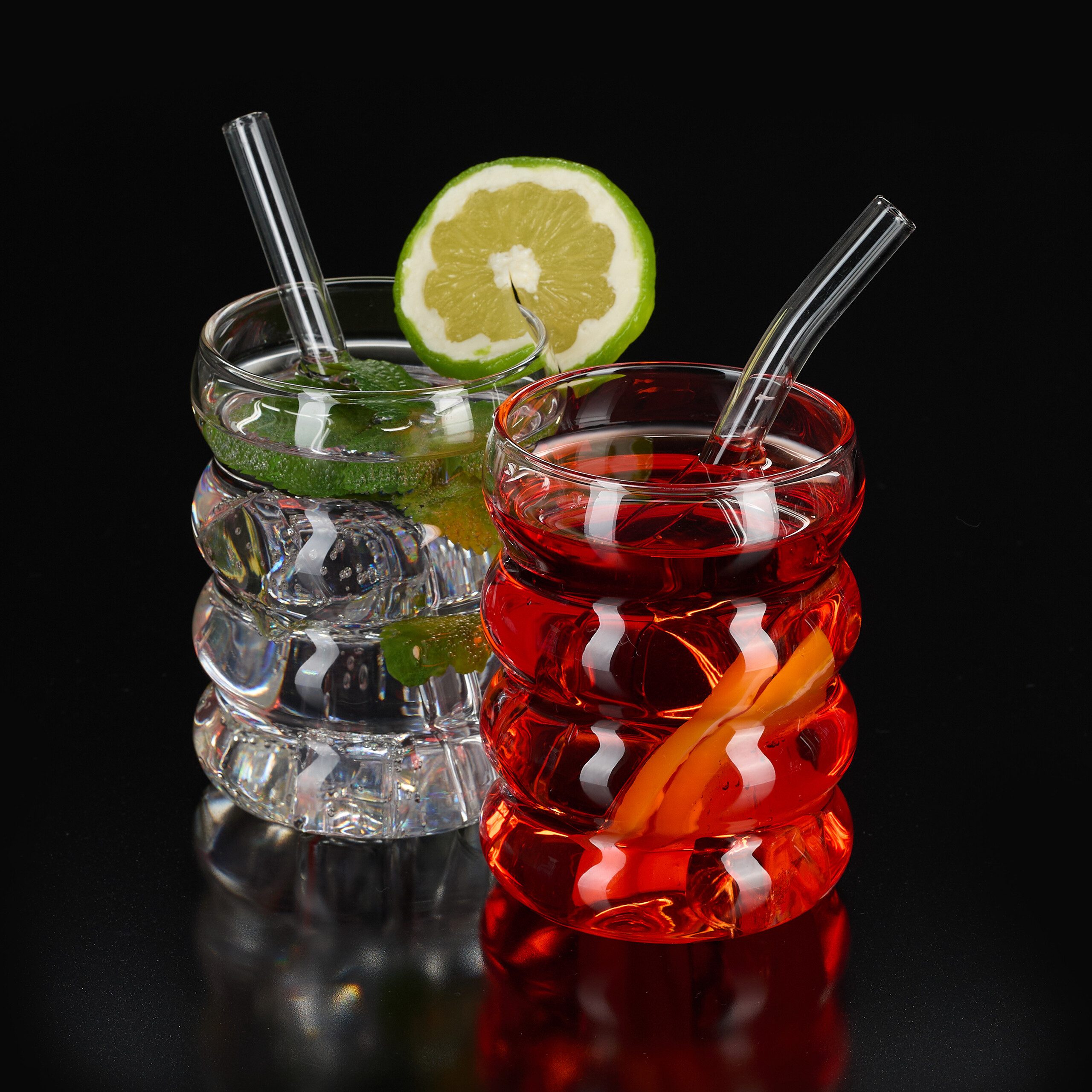 relaxdays Gläser-Set Trinkgläser gewellt 4er Set, Glas