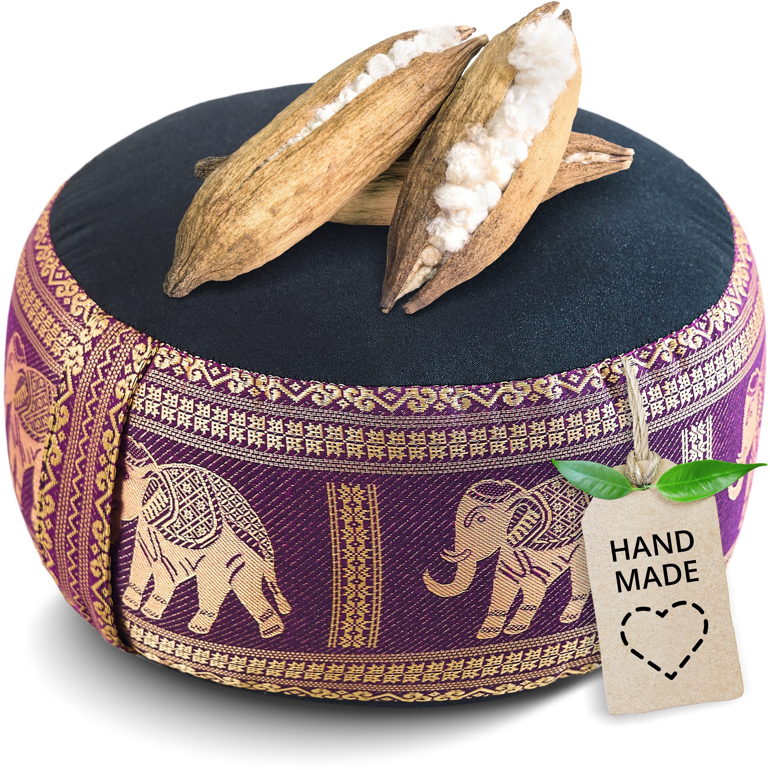 livasia Meditationskissen Zafukissen (Deluxe) - 32x20cm, Kapok, vegan, handgefertigt
