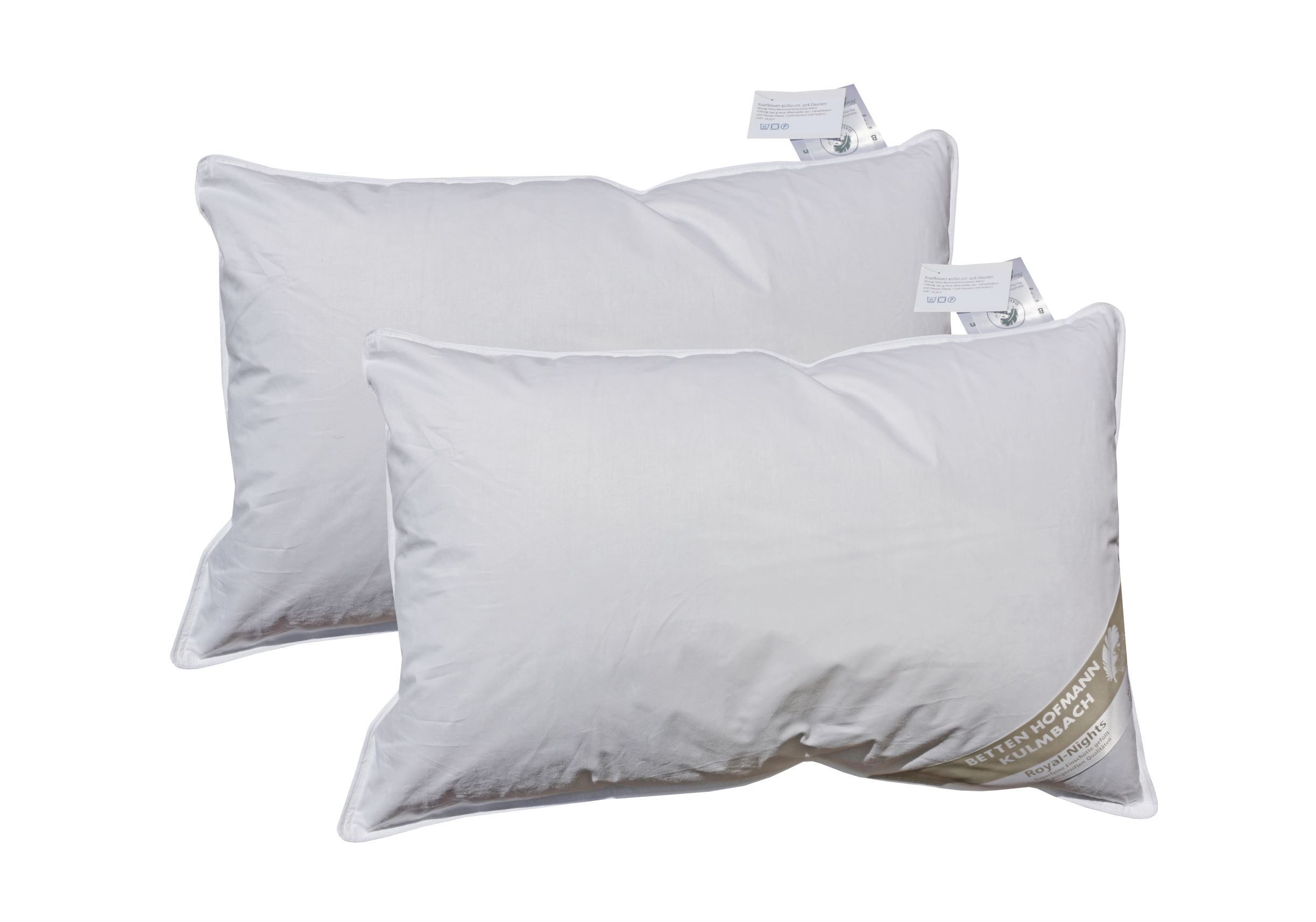 Betten Hofmann Kopfkissen 2 Stück Betten Hofmann Pusta Kissen 40x60 cm mit 30% Daunen 340 g, Füllung: 70% Federn, 30% Daunen, Bezug: 100% Baumwolle, Seitenschläfer, Rückenschläfer, 2-tlg., im Set günstiger, made in Germany, hypoallergen