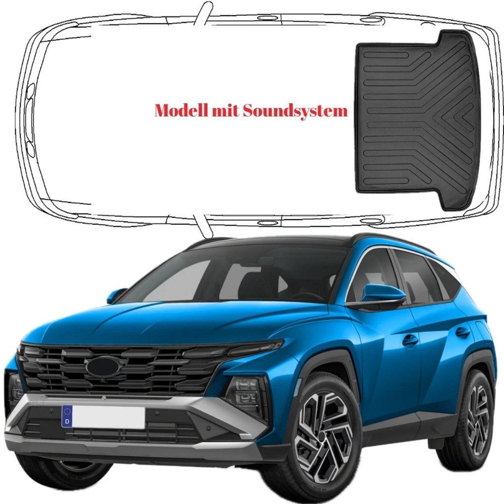 Trimak Passform-Fußmatten Oder Kofferraumwanne Oder Set für Hyundai Tucson, Hyundai Tucson 4.Gen ab 2021 * mit Soundsystem Kofferraummatte TPE