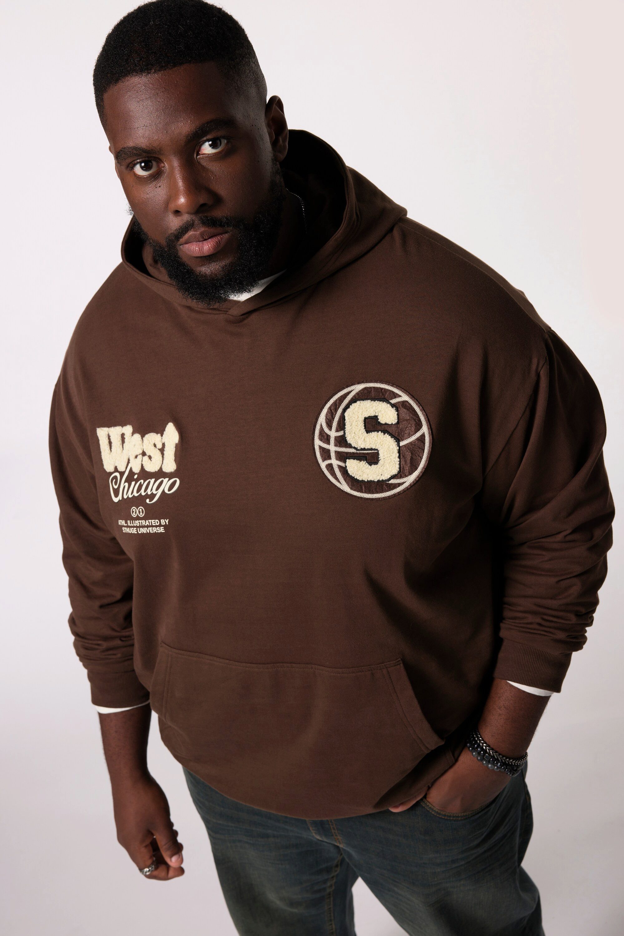 STHUGE Sweatshirt STHUGE Hoodie oversized Kapuze bis 8 XL unser Model ist 190cm groB und tragt GroBe 4 XL