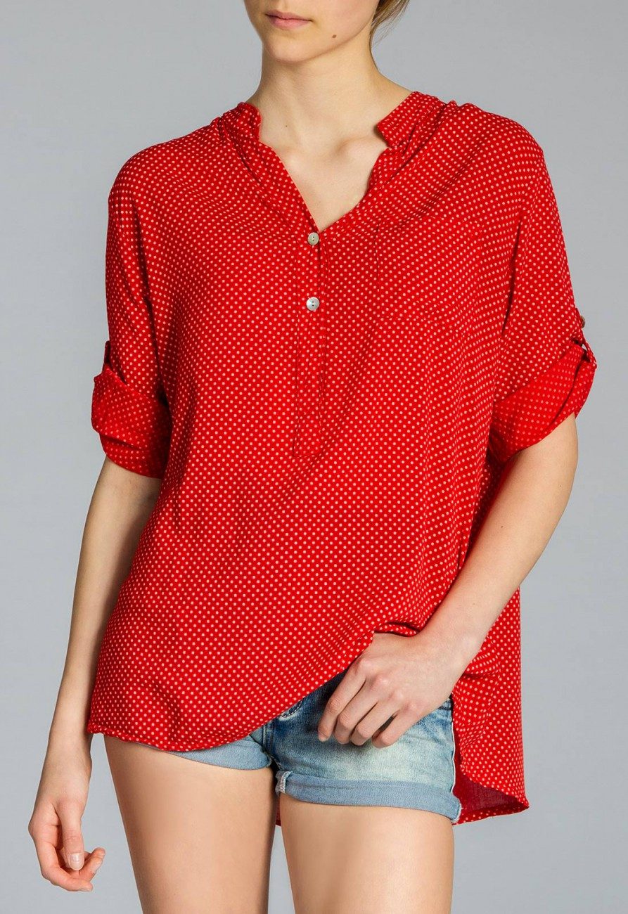 Caspar Shirtbluse BLU013 Damen Bluse gepunktet elegante 3/4 Arm Bluse Pünktchenbluse