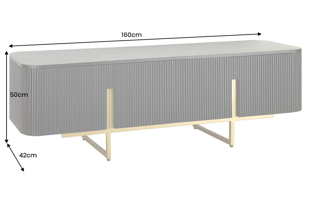 riess-ambiente TV-Bank GATSBY 160cm schwarz/gold - Mango-Massivholz, Metallgestell, Stauraum (Einzelartikel, 1 St), Retro-Sideboard mit abgerundeten Ecken - ideal für Wohn- und Esszimmer