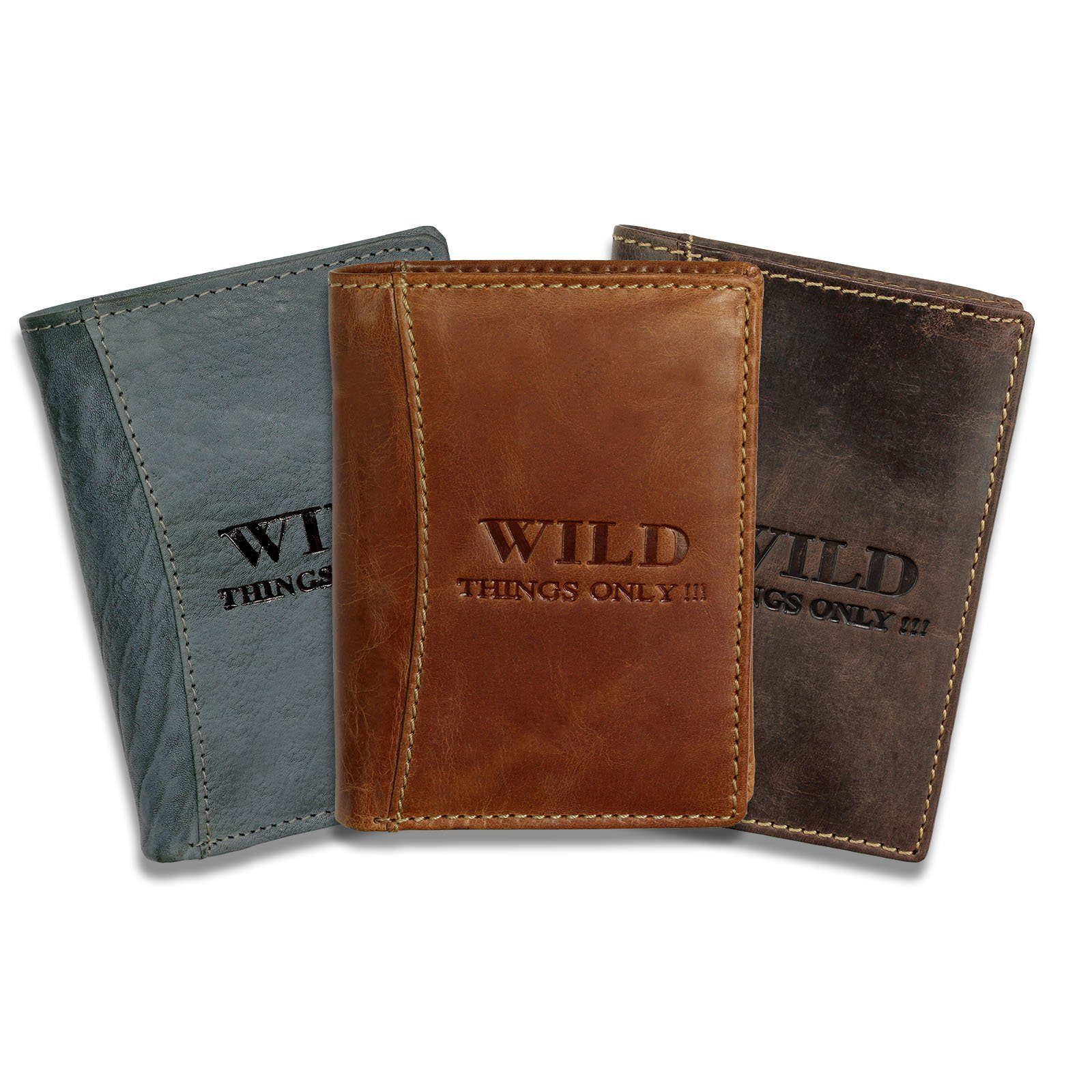 Wild Things Only !!! Geldbörse Wild Things Only Unisex Brieftasche (Portemonnaie, Portemonnaie), Herren, Damen Portemonnaie Echtleder Größe ca. 9,5cm, braun – Bild 5 von 5