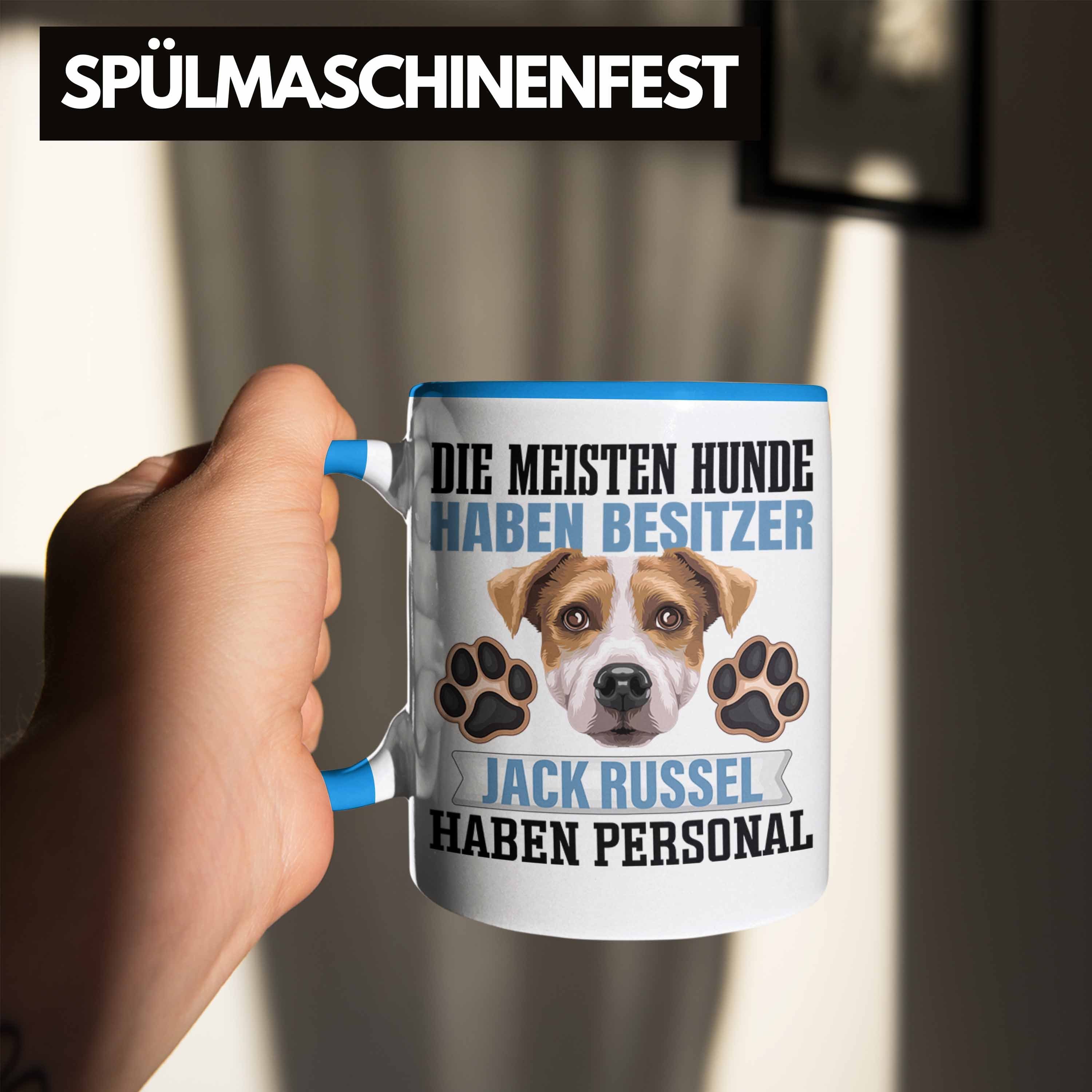 Trendation Tasse Jack Russell Lustiger Geschenkidee Geschenk Blau Tasse Besitzer Spruch Besi