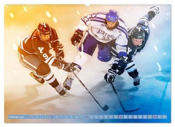 CALVENDO Wandkalender Eishockey - Fight (Premium, hochwertiger DIN A2 Wandkalender 2023, Kunstdruck in Hochglanz)