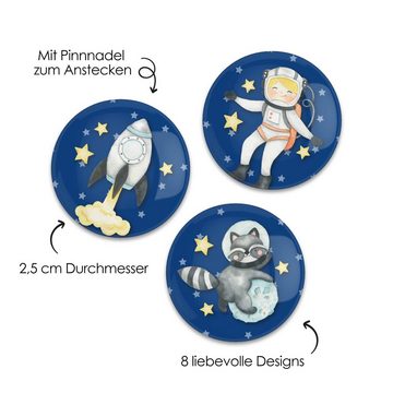 PAPIERDRACHEN Federmäppchen 8 Mini Buttons - Astronaut