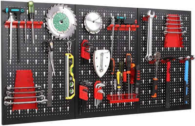 Fixkit Lochwand, mit 17 Haken, Metall Werkzeugwand, Werkzeuglochwand, 120x60