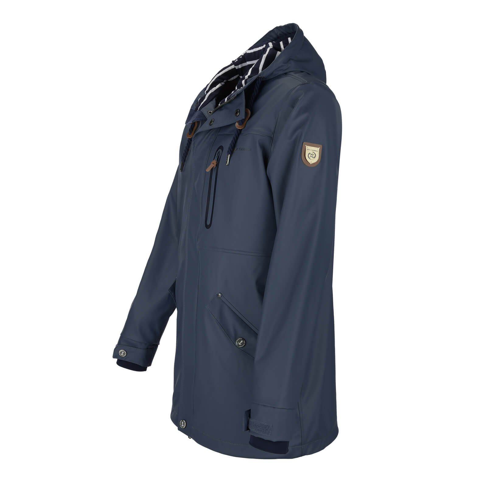 Dry Fashion Regenjacke Lübeck Herren PU-Parka - Outdoor-Jacke Mantel Wasserdicht & Winddicht Verschweißte Nähte, Verstellbare Kapuze, Abgedeckter Reißverschluss