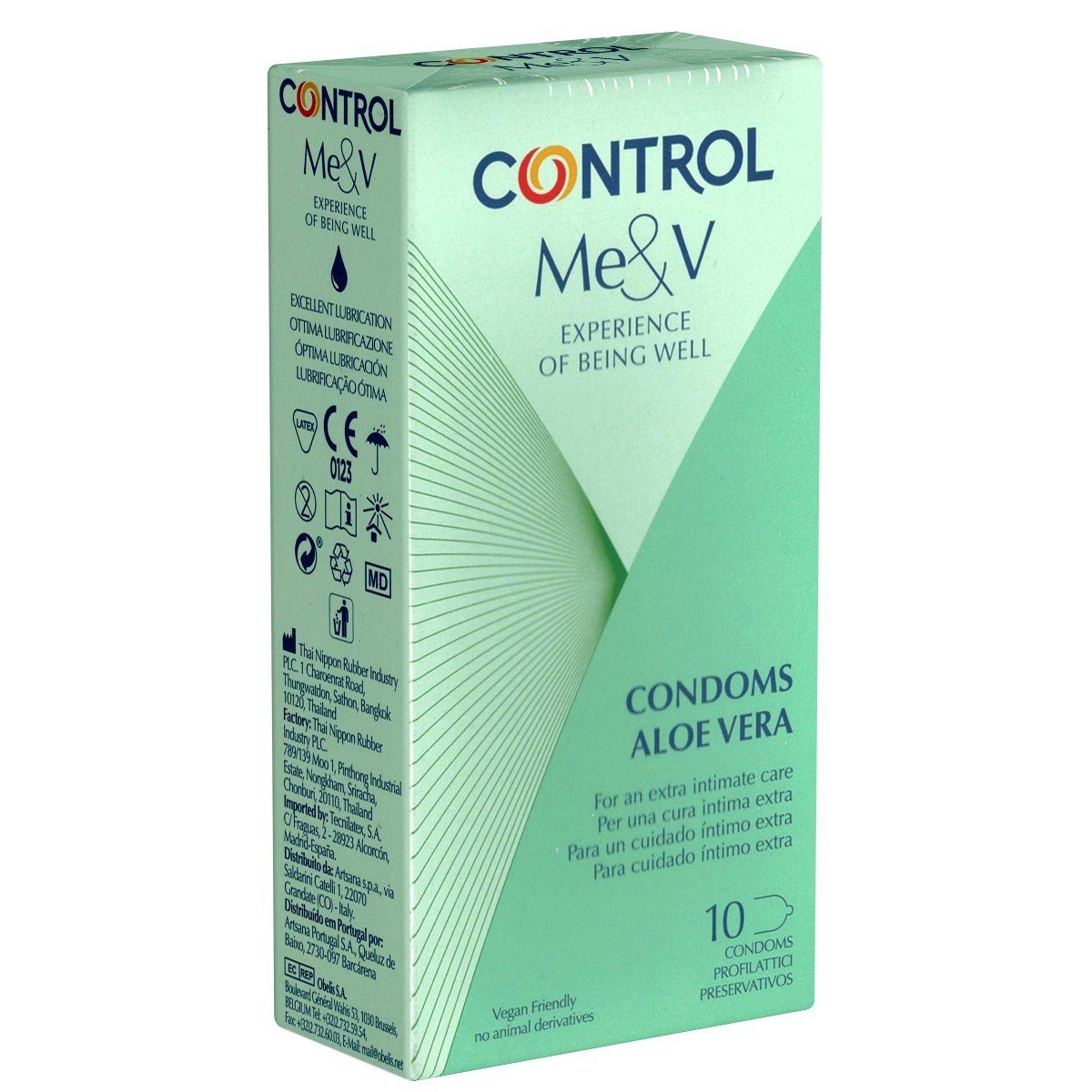 CONTROL CONDOMS Kondome Aloe Vera Packung mit, 10 St., stark befeuchtende Kondome mit pflegendem Aloe-Vera-Extrakt, spanische Kondome für besonders feuchtes Vergnügen
