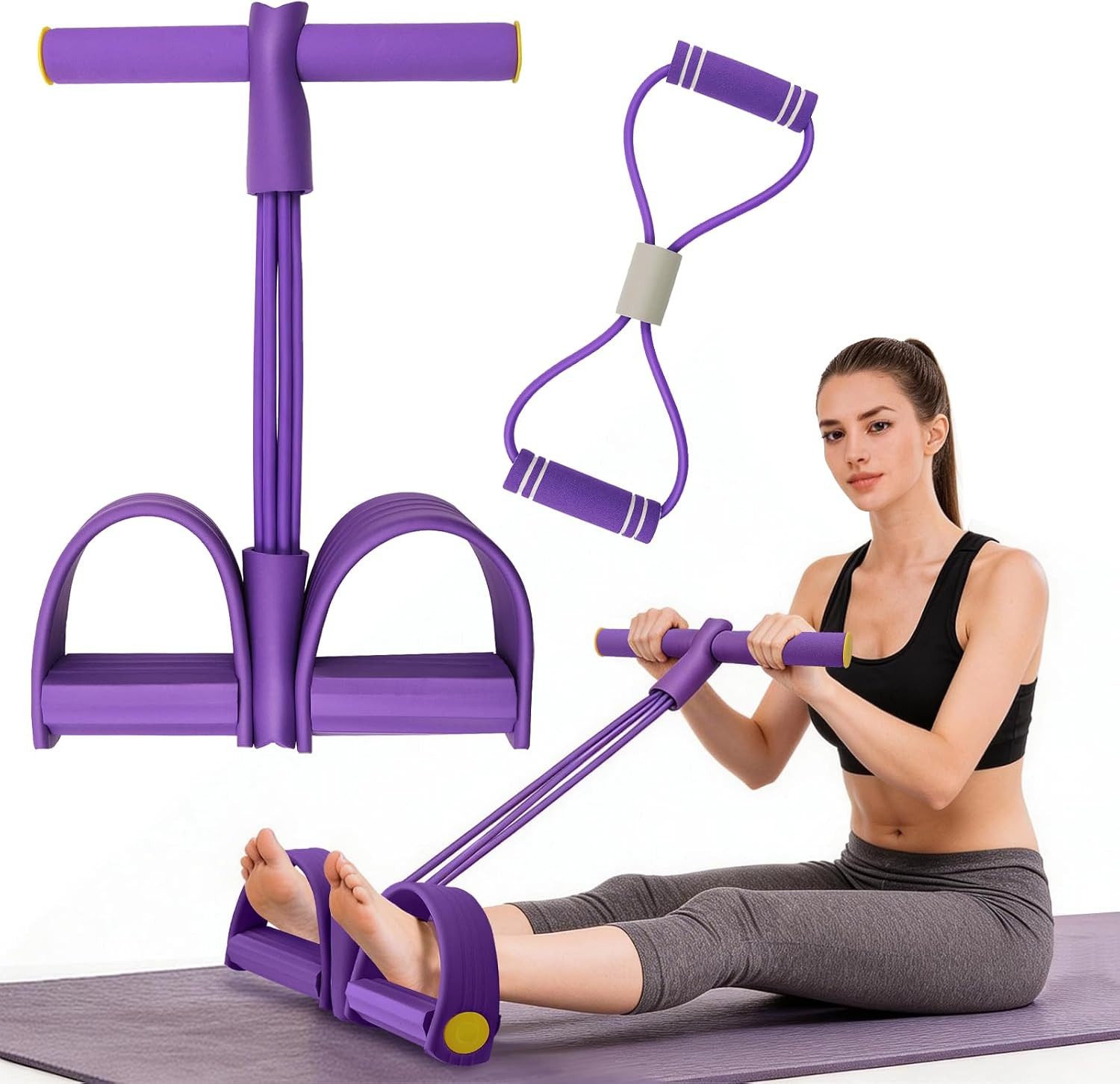 FELIXLEO Multitrainer Bauchtrainer Sit-Up Expander, 6 Tubes, 8-förmige Widerstandsbänder, (1-St)