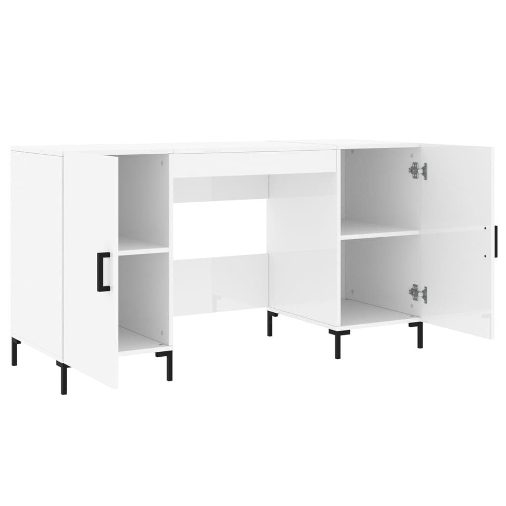 furnicato Holzwerkstoff cm Hochglanz-Weiß 140x50x75 Schreibtisch