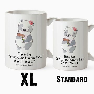 Mr. & Mrs. Panda Tasse Panda Beste Trinkschwester der Welt - Weiß - Geschenk, XL Tasse, Groß, XL Tasse Keramik, Spülmaschinenfest