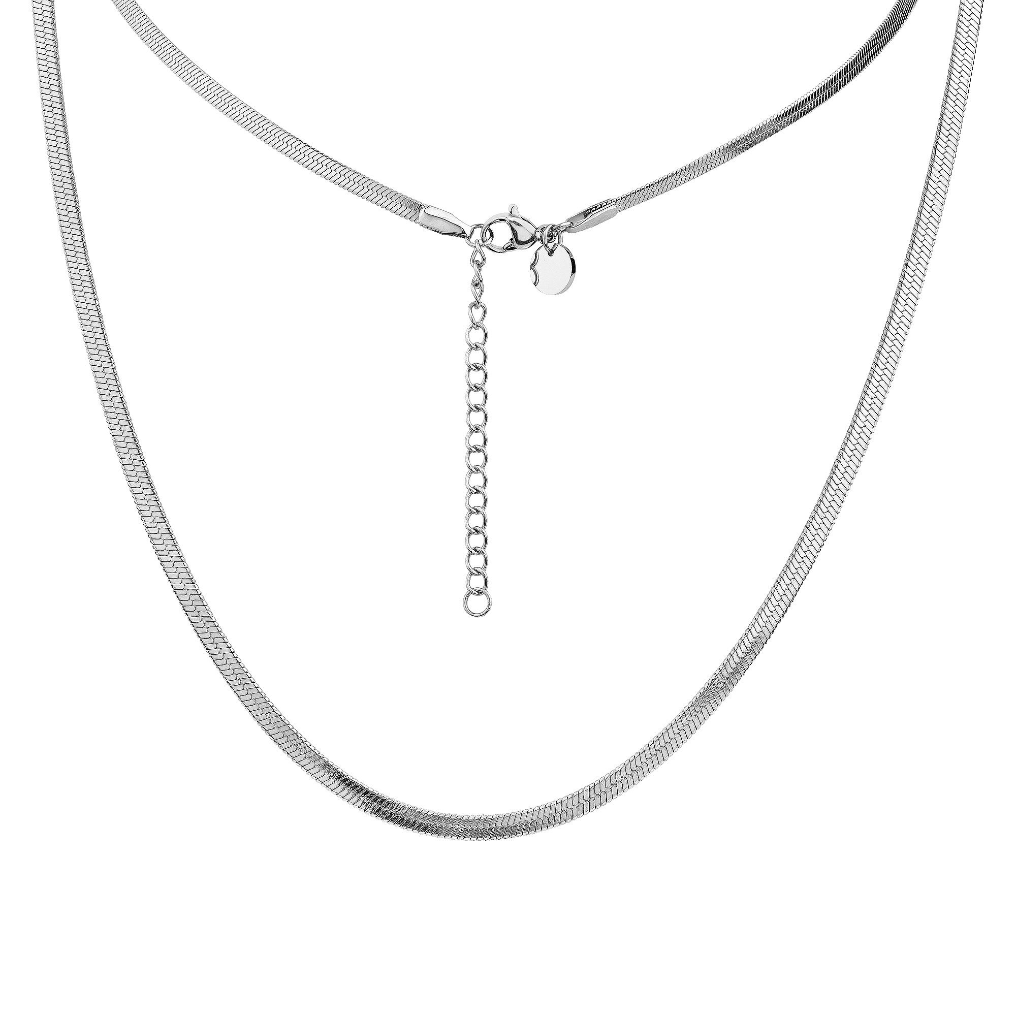 Kette ohne Anhänger Schmuck Geschenk Edelstahl Halsschmuck Halskette Heringbonekette