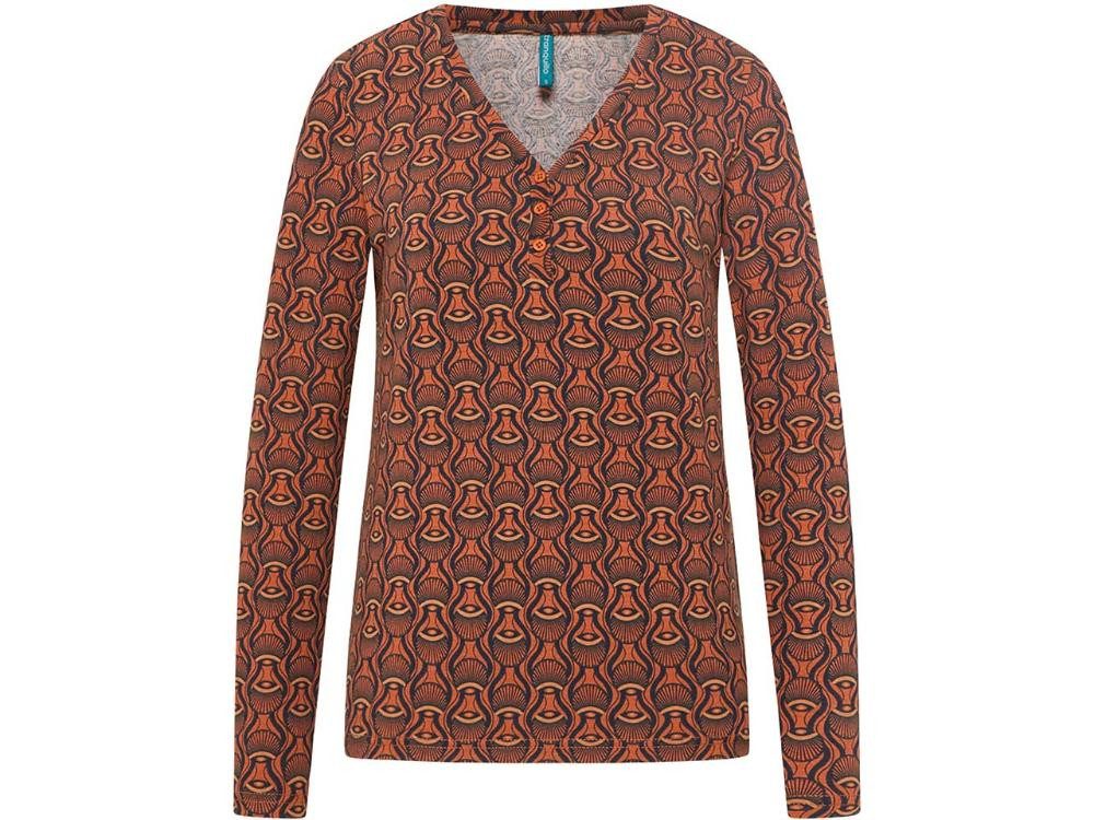 Tranquillo Langarmshirt tranquillo Bio-Damen-Langarmshirt mit Knöpfen und