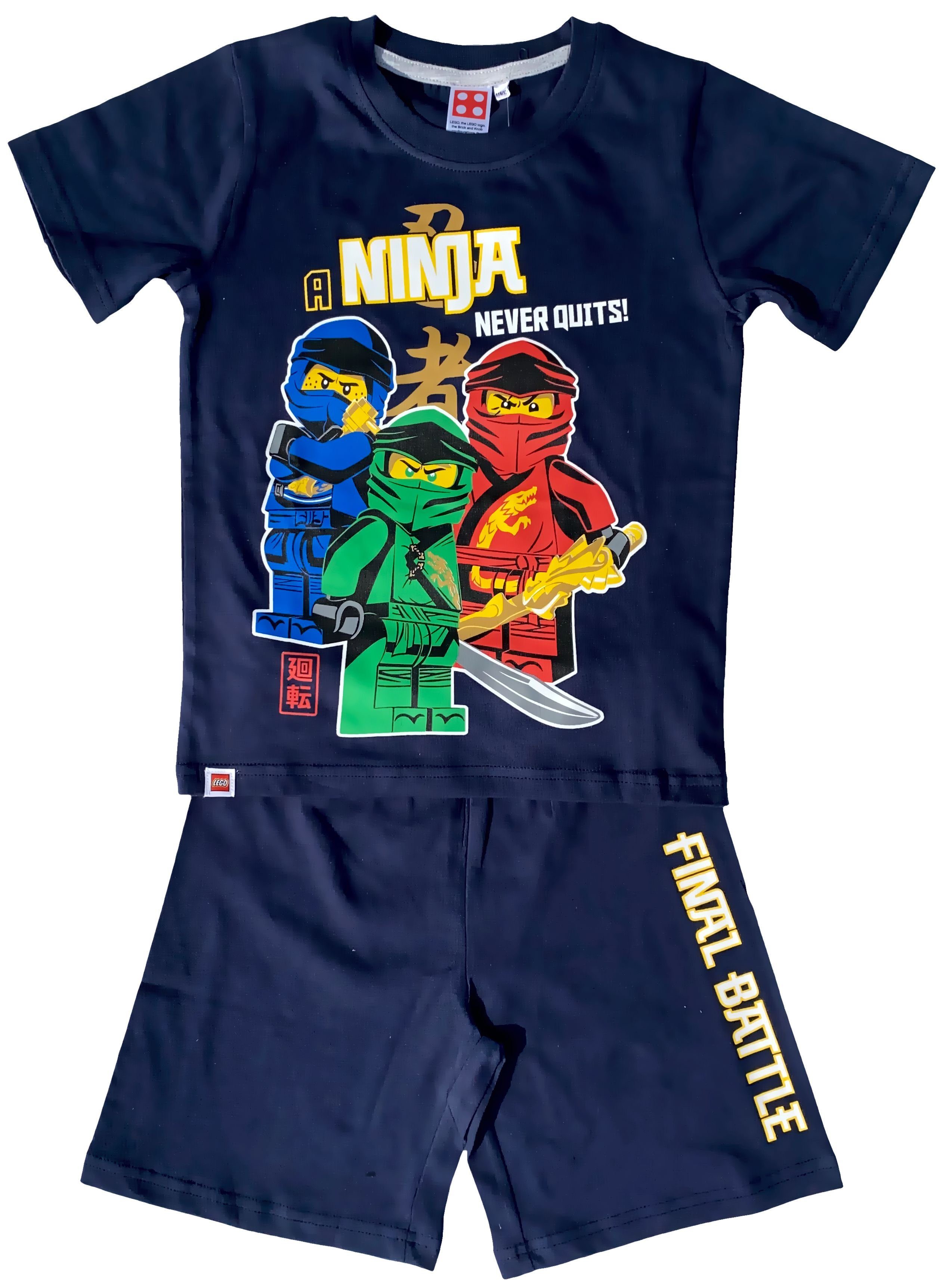 LEGO® Pyjama Lego® NINJAGO Pyjama Shorty Ninja Schlafanzug Jungen + Mädchen in Navy oder Hellgrau Gr.116 122 128 134 140 146