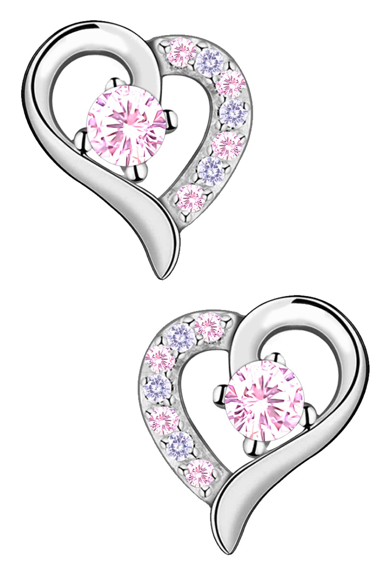 Limana Paar Ohrstecker Ohrringe 925 Sterling Silber Herz Herzohrringe rosa lila für jeden Tag (inkl. Geschenkdose), Idee Geschenk für Mädchen Frauen Damen Kinder Ehefrau Freundin Mutter